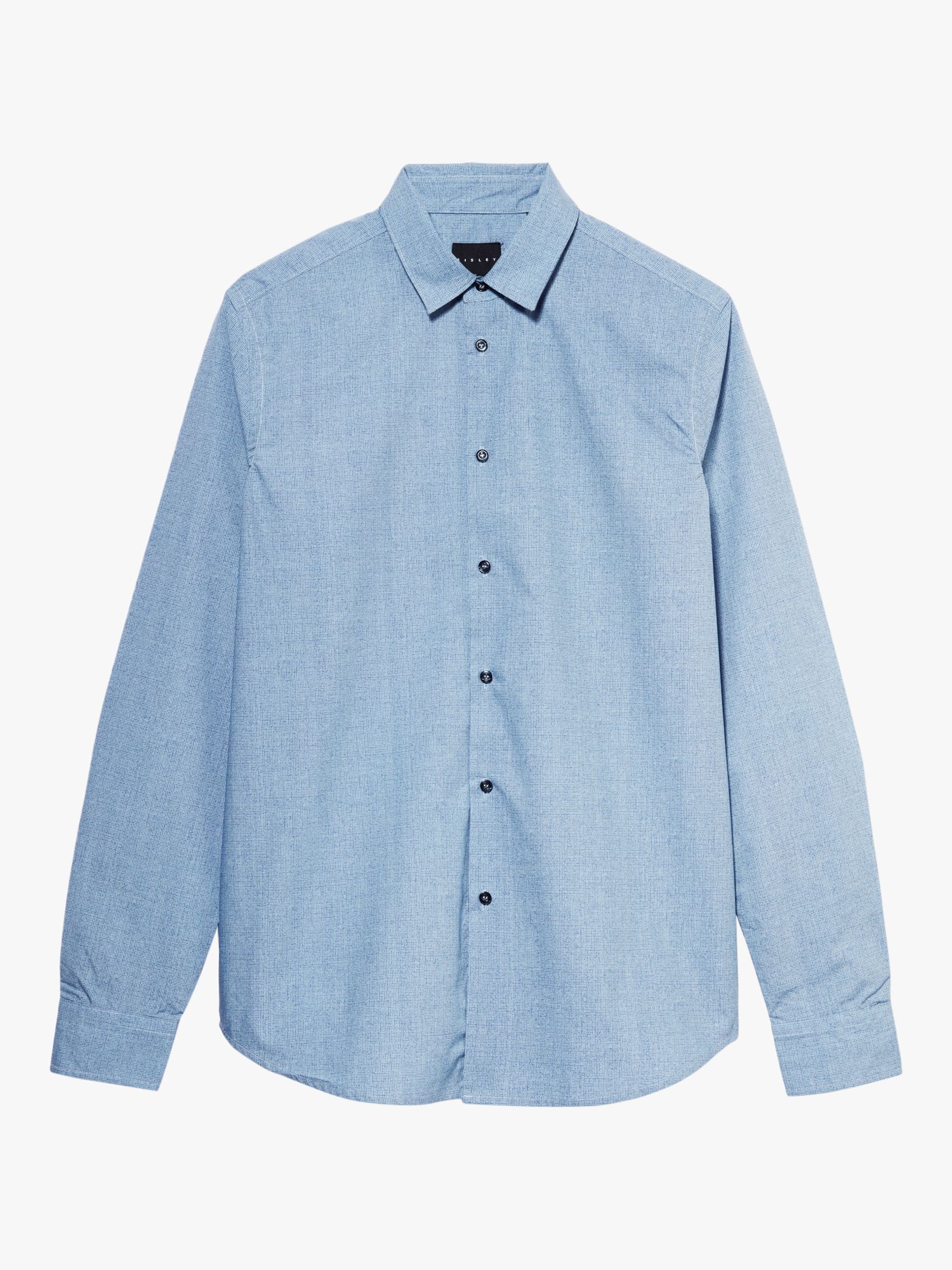 SISLEY Subtle Print Cotton Poplin Shirt, Blue, 17