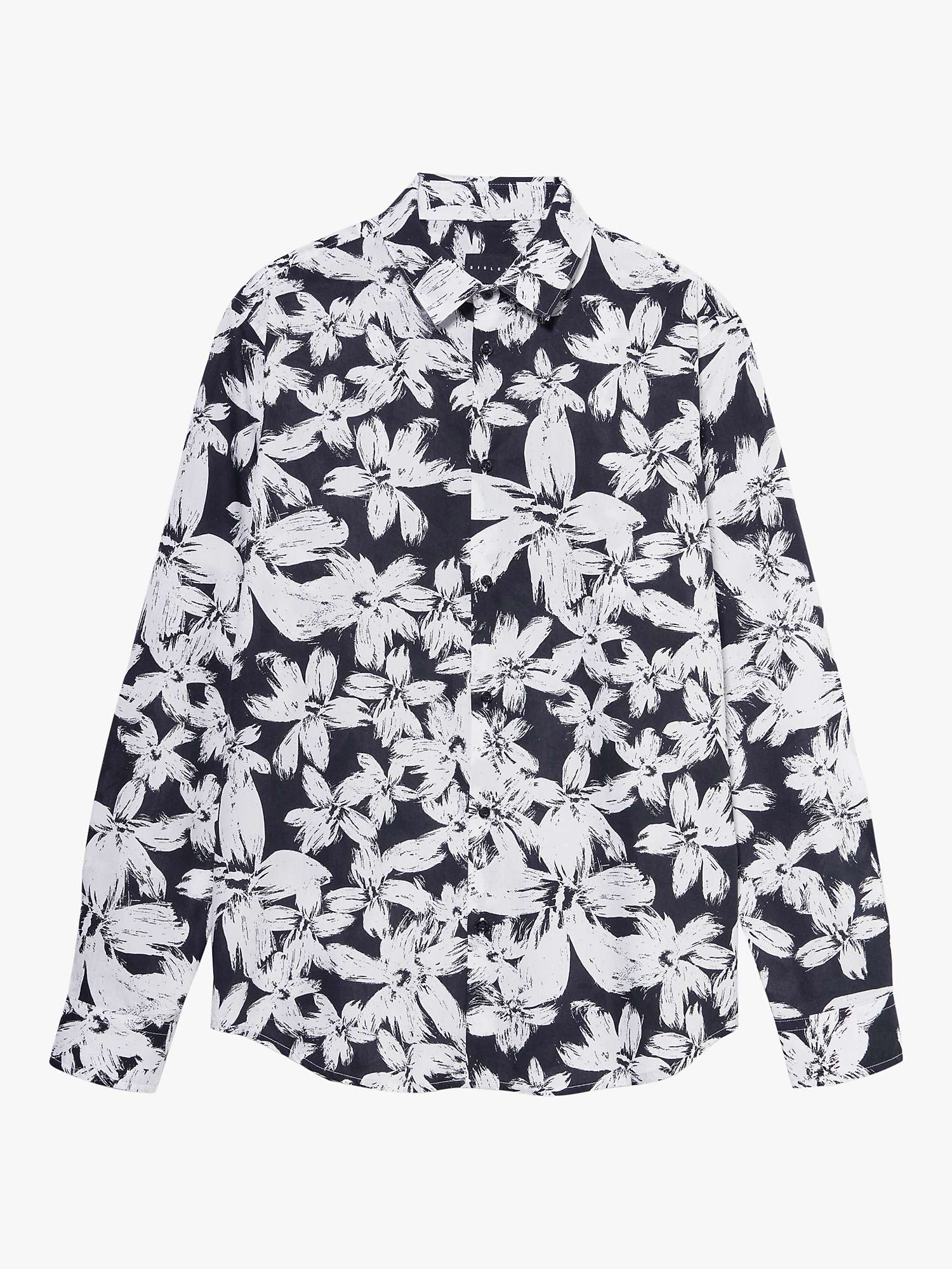 Buy SISLEY Floral Print Cotton Poplin Shirt, Black/Multi Online at johnlewis.com