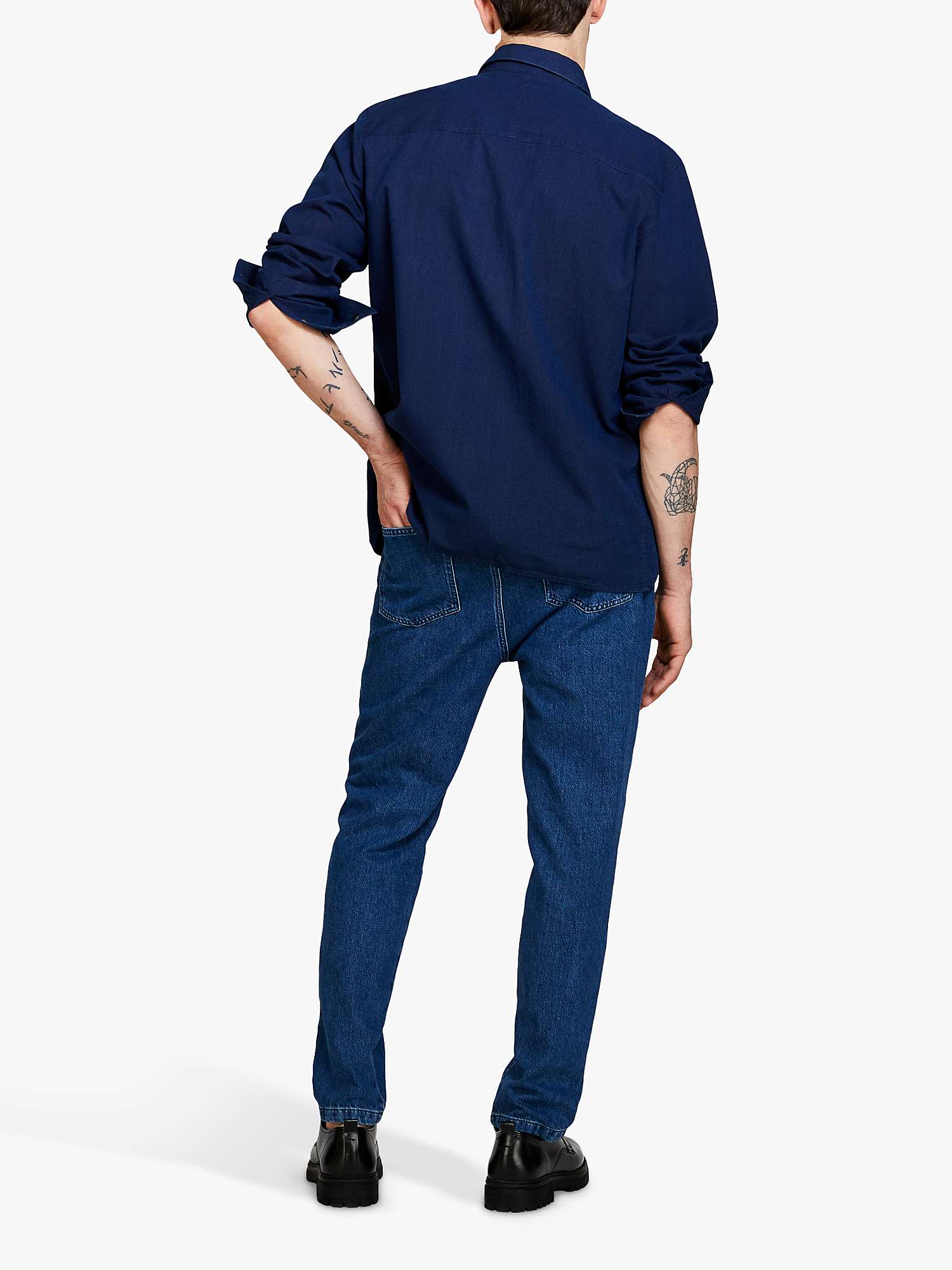 Buy SISLEY Regular Fit Patch Pocket Shirt, Blue Online at johnlewis.com