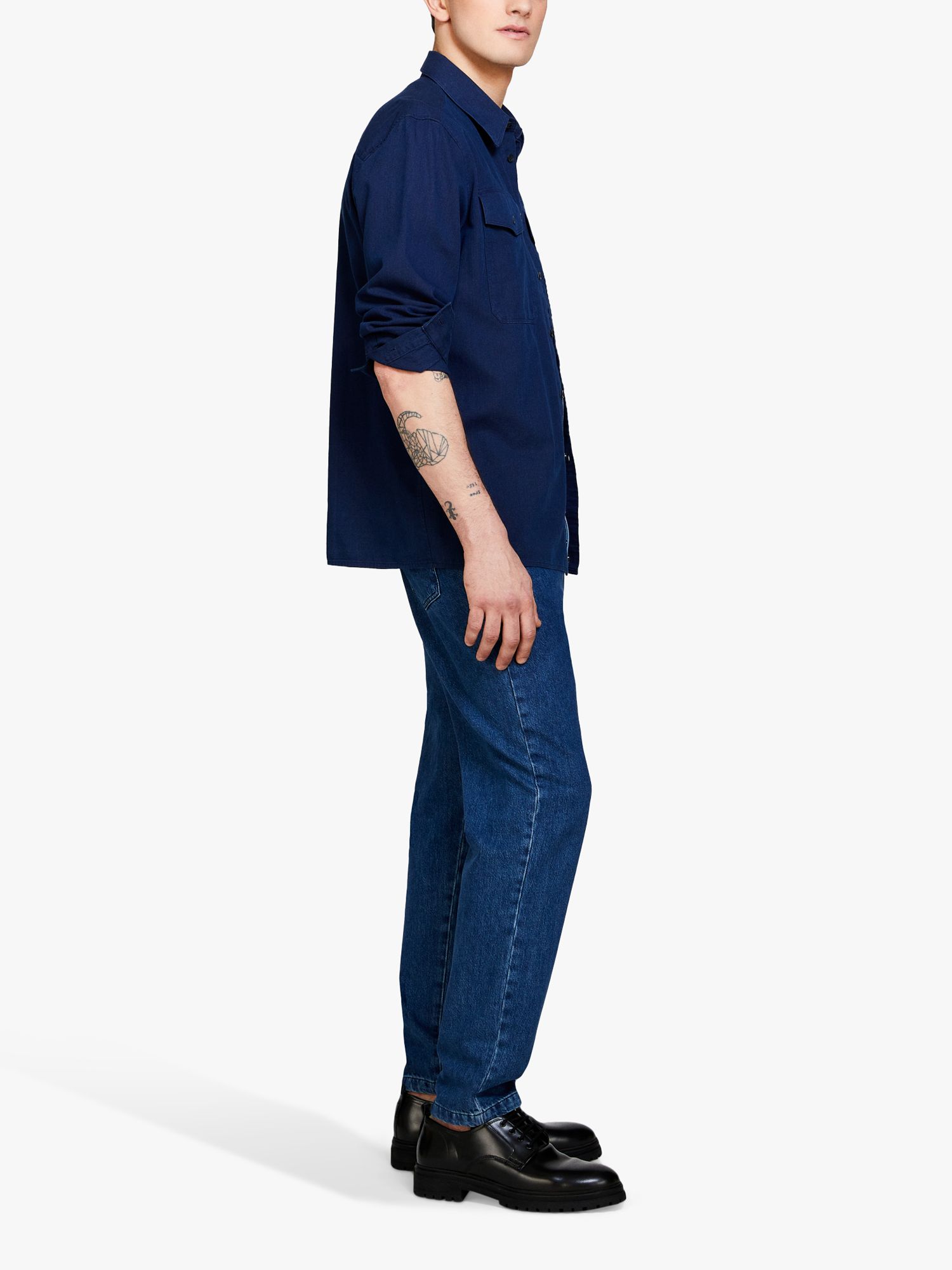 Buy SISLEY Regular Fit Patch Pocket Shirt, Blue Online at johnlewis.com