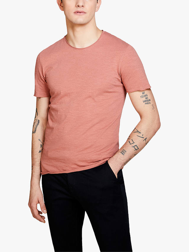 SISLEY Solid Coloured Raw Cut T-Shirt, Brown