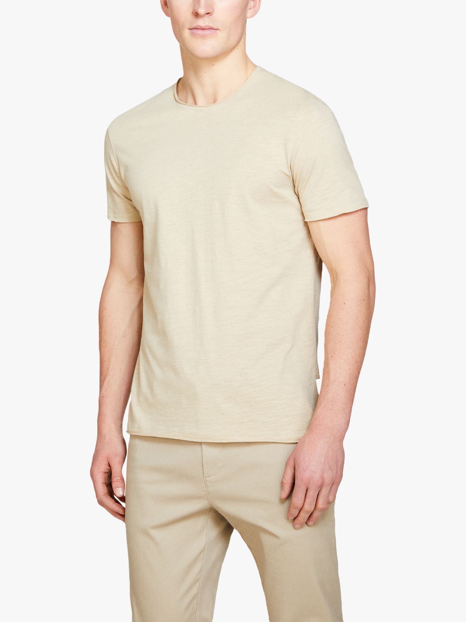 SISLEY Solid Coloured Raw Cut T-Shirt, Brown, XXL