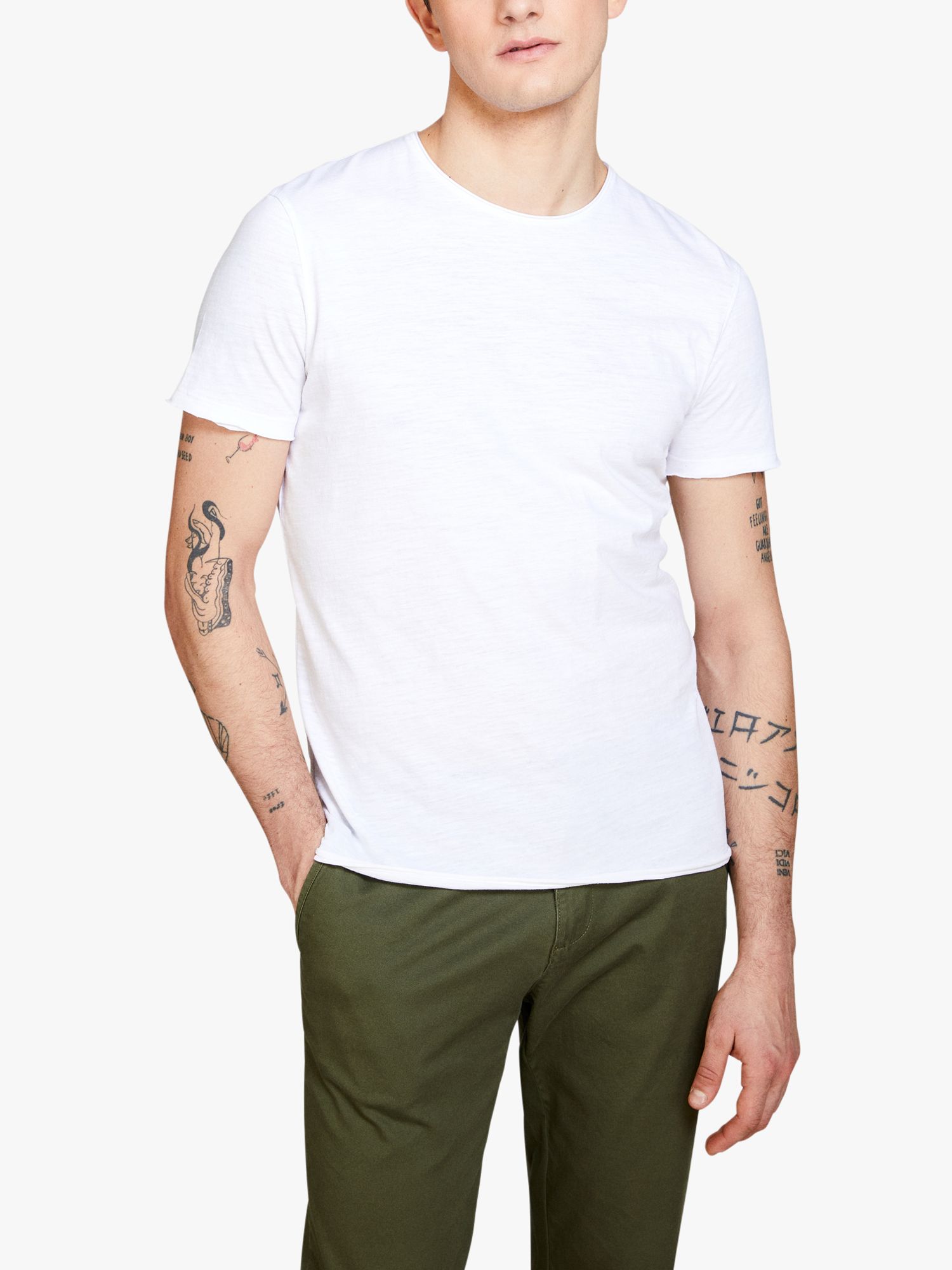 SISLEY Raw Cut Cotton T-Shirt, White, S