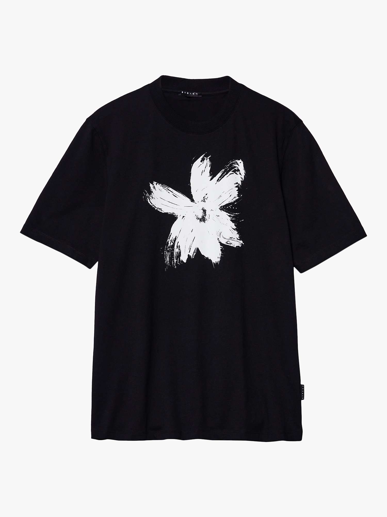 Buy SISLEY Relaxed Fit Printed Short Sleeve T-Shirt, Black Online at johnlewis.com