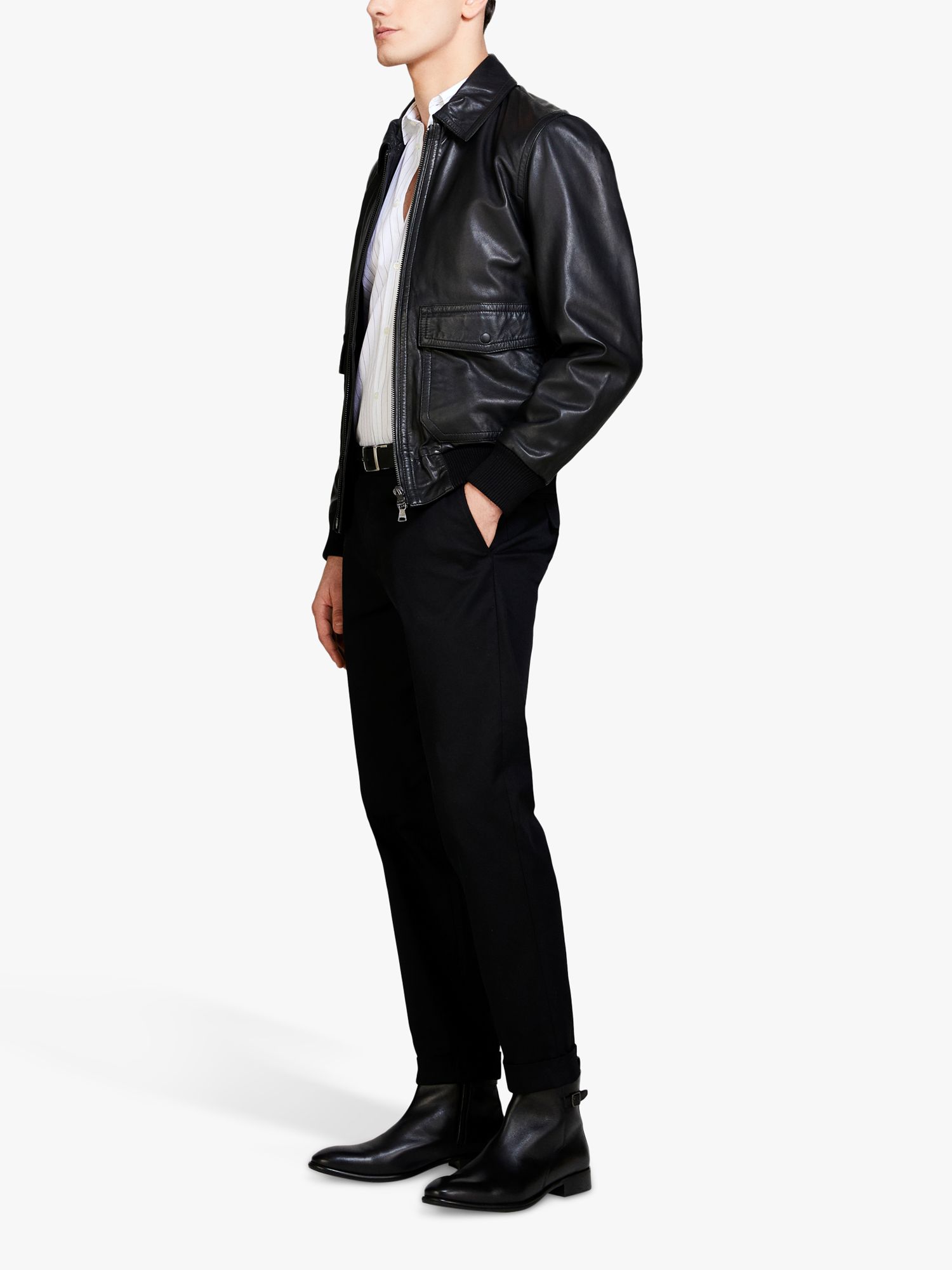 Buy SISLEY Stretch Cotton Blend Gabardine Trousers, Black Online at johnlewis.com