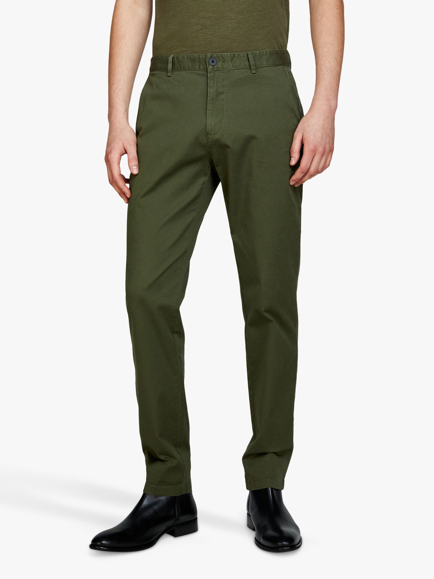 SISLEY Stretch Cotton Drill Chino Trousers, Green, 30