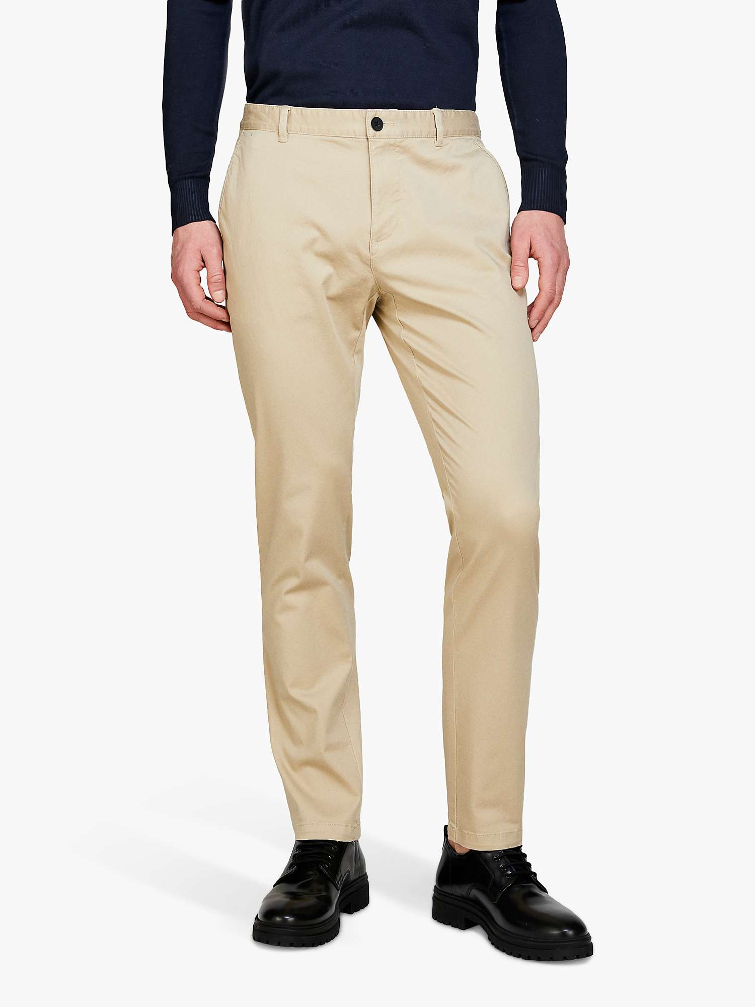 Buy SISLEY Stretch Cotton Drill Chino Trousers, Brown Online at johnlewis.com