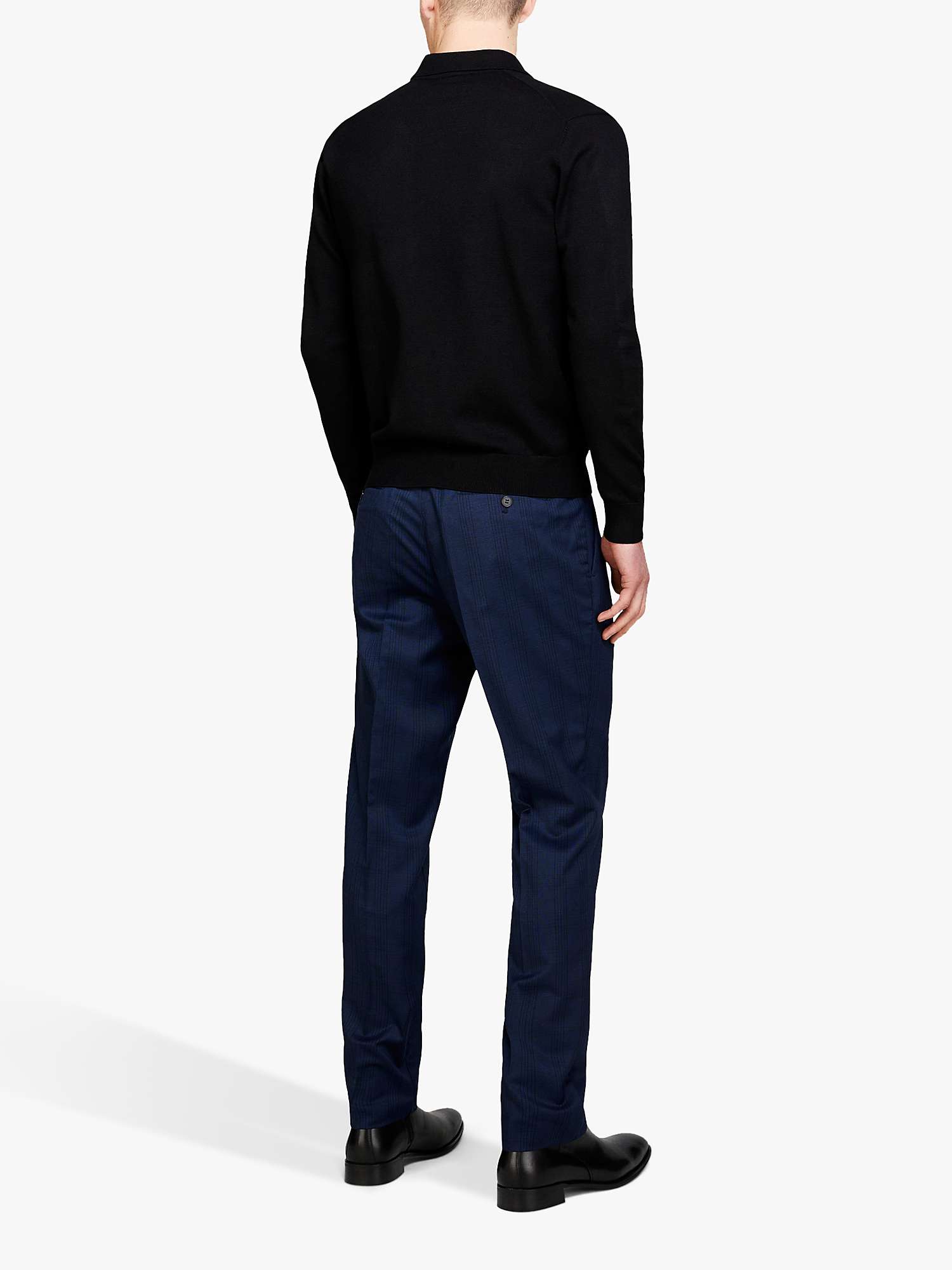 Buy SISLEY Yarn Dyed Check Slim Fit Trousers, Blue Online at johnlewis.com