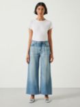 HUSH Abi Cropped Wide Leg Jeans, Mid Authentic