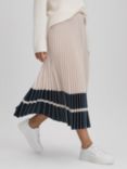 Reiss Marie Pleated Colour Block Midi Skirt