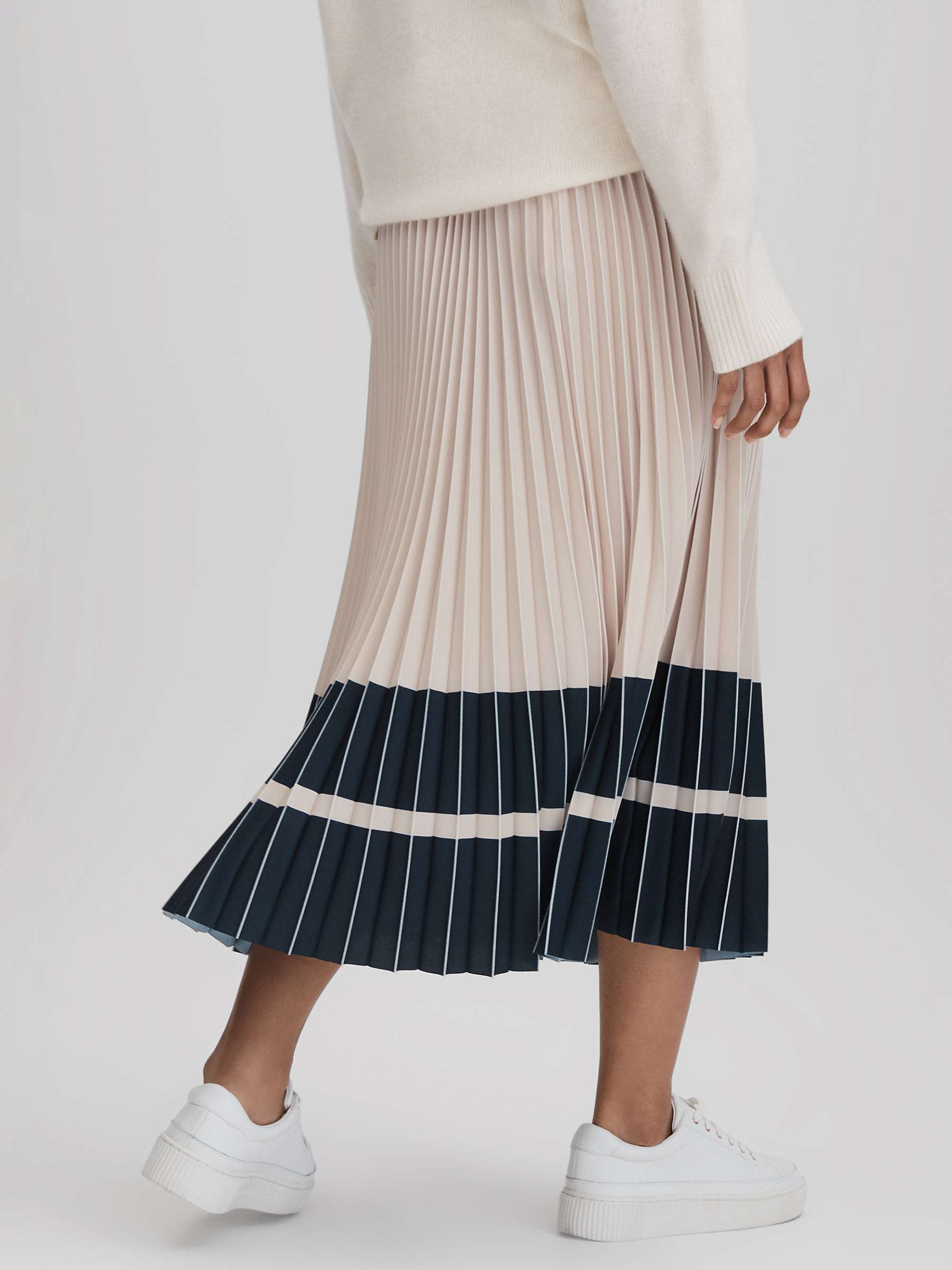 Buy Reiss Marie Pleated Colour Block Midi Skirt Online at johnlewis.com