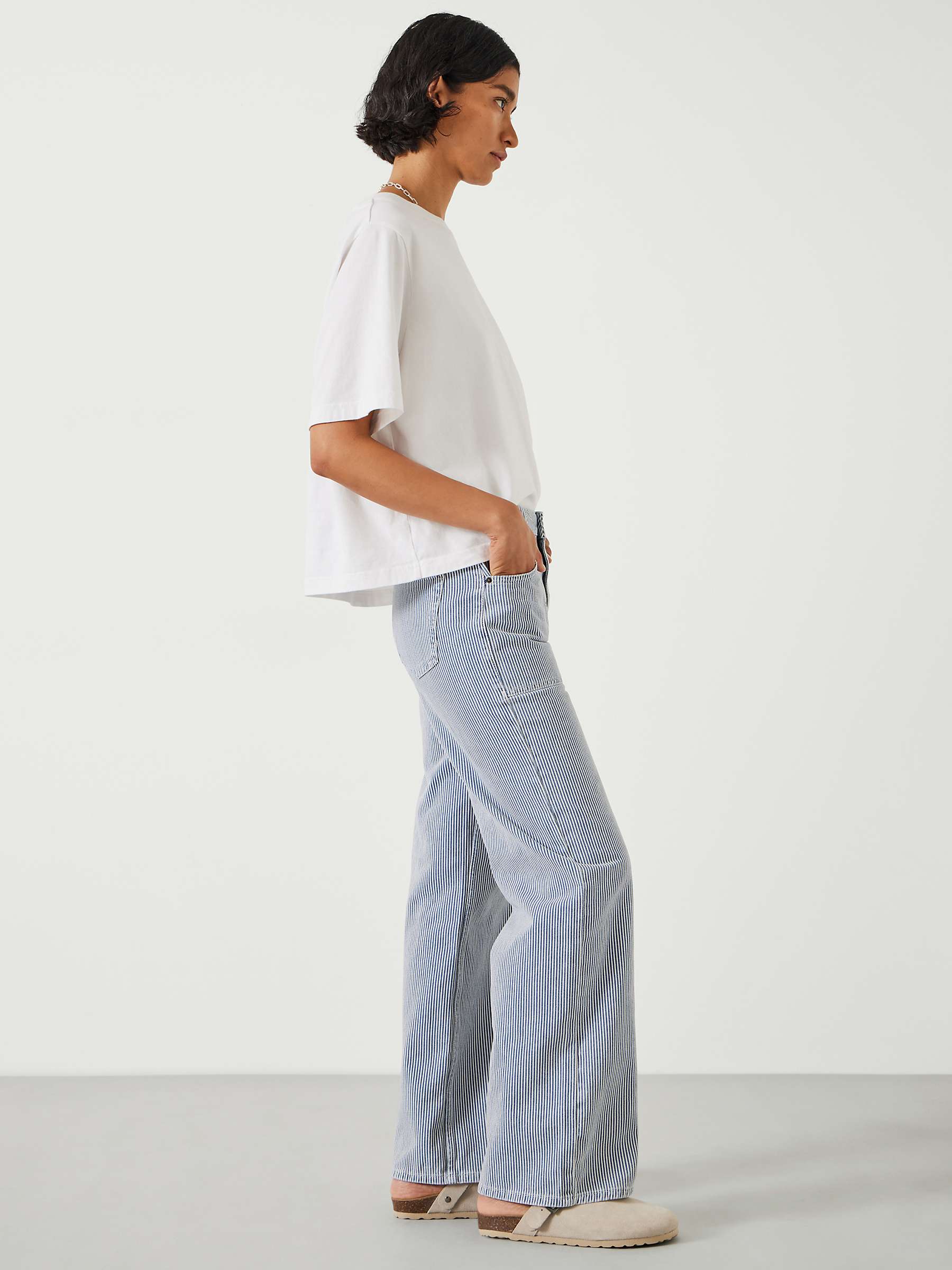 Buy HUSH Arizona Striped Wide Leg Jeans, Blue/White Online at johnlewis.com