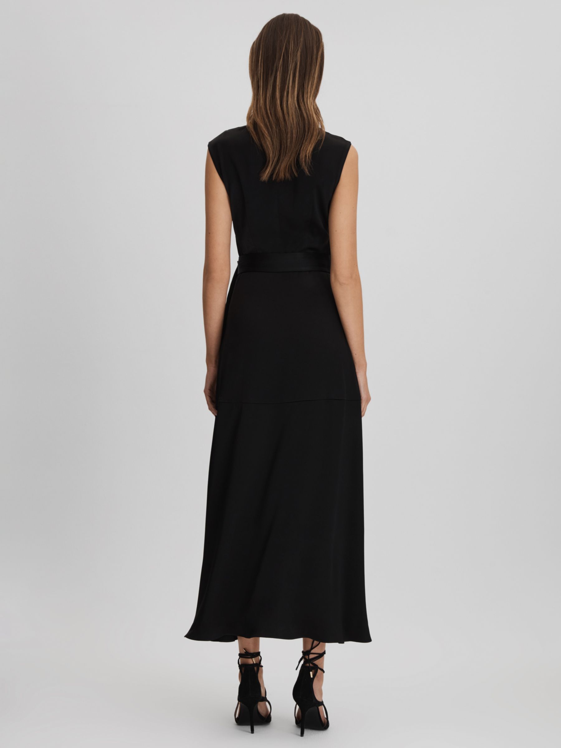 Buy Reiss Strappy Asymmetric Midi Dress, Black Online at johnlewis.com