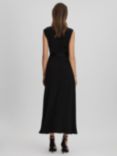 Reiss Strappy Asymmetric Midi Dress, Black, Black