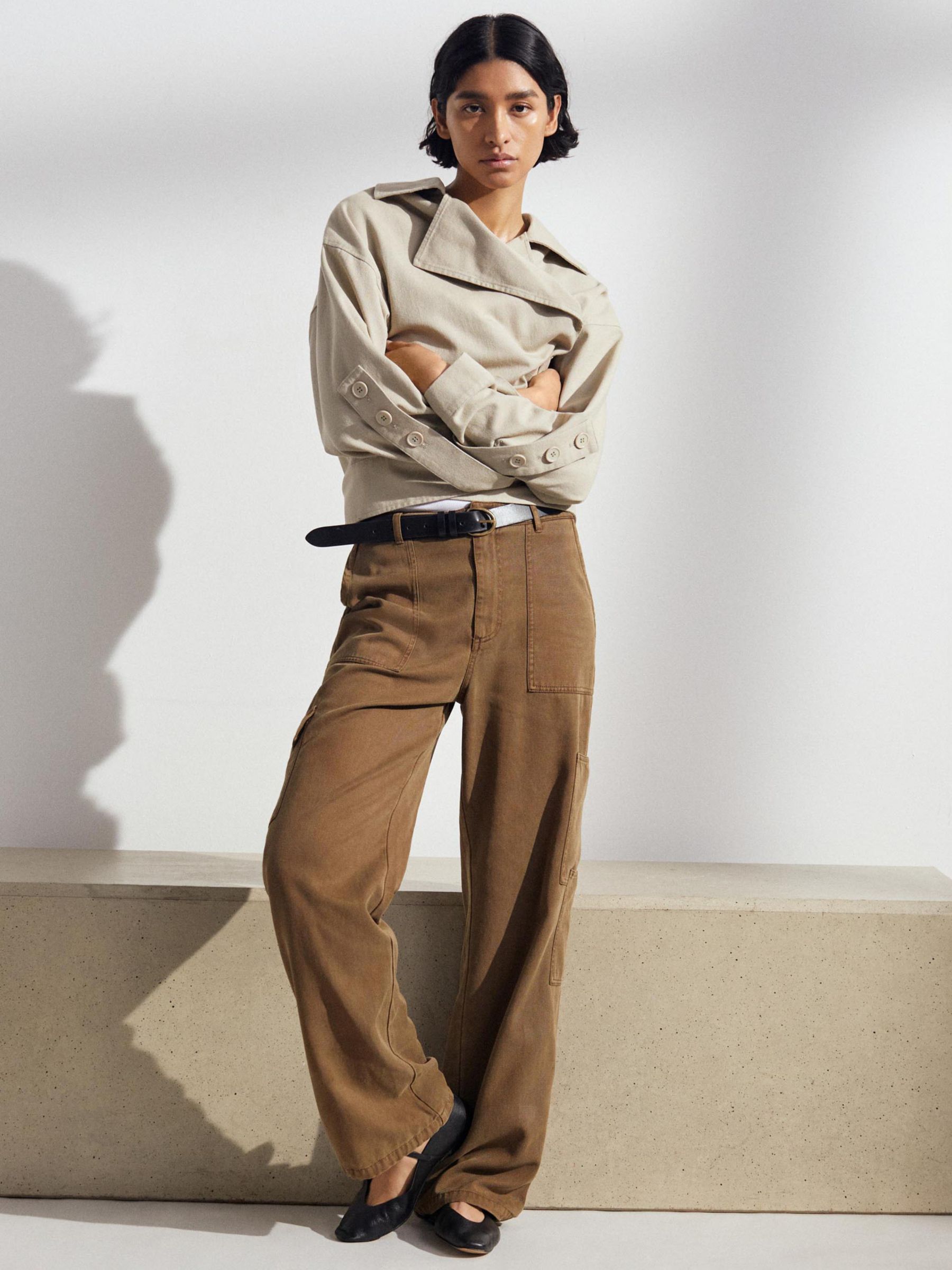 HUSH Beatrice Soft Utility Trousers Olive at John Lewis Partners