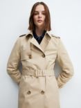 Mango Polana Double Breasted Trench Coat, Beige