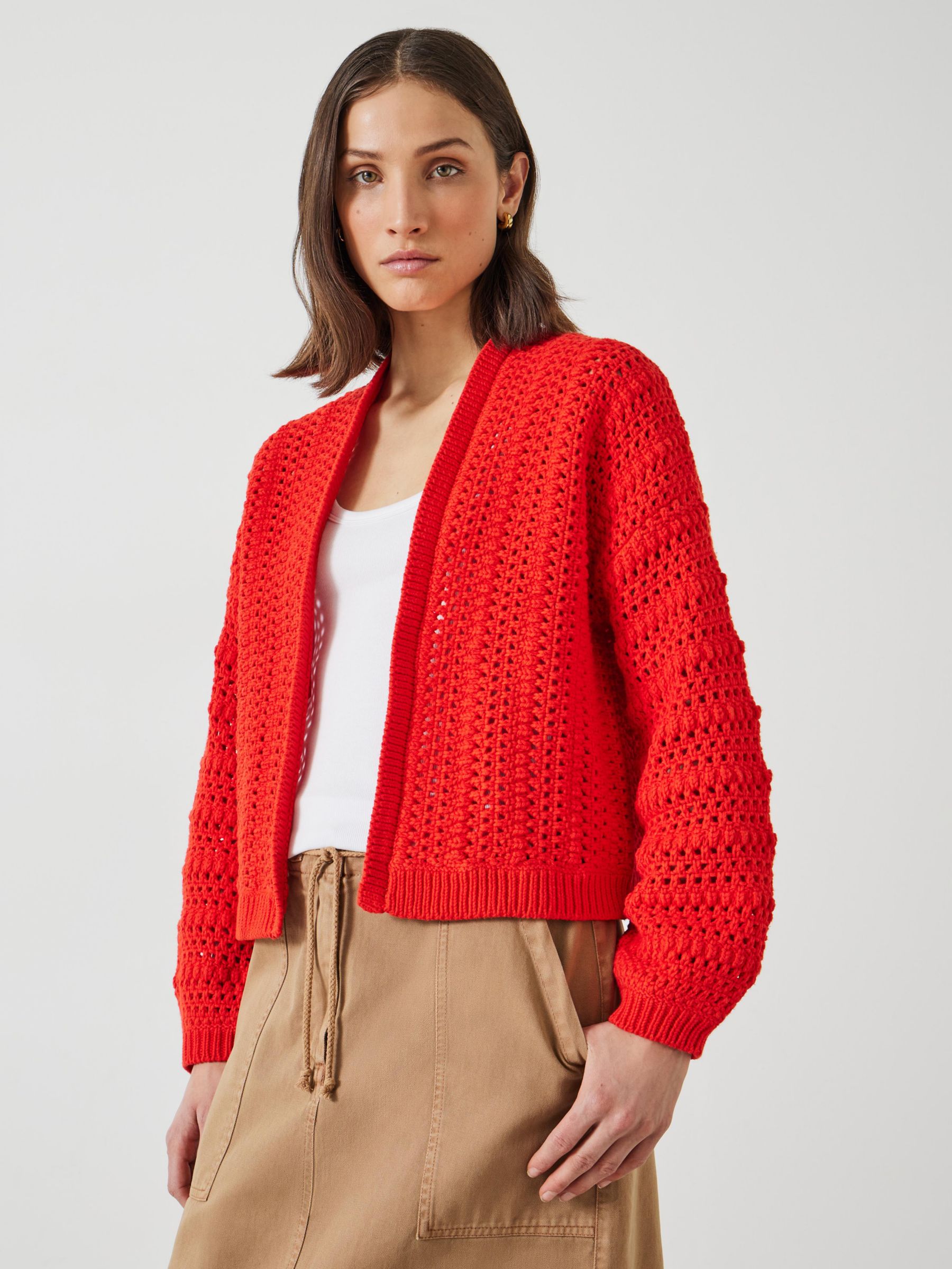 HUSH Pixie Knitted Edge Cardigan, Fiery Red, L