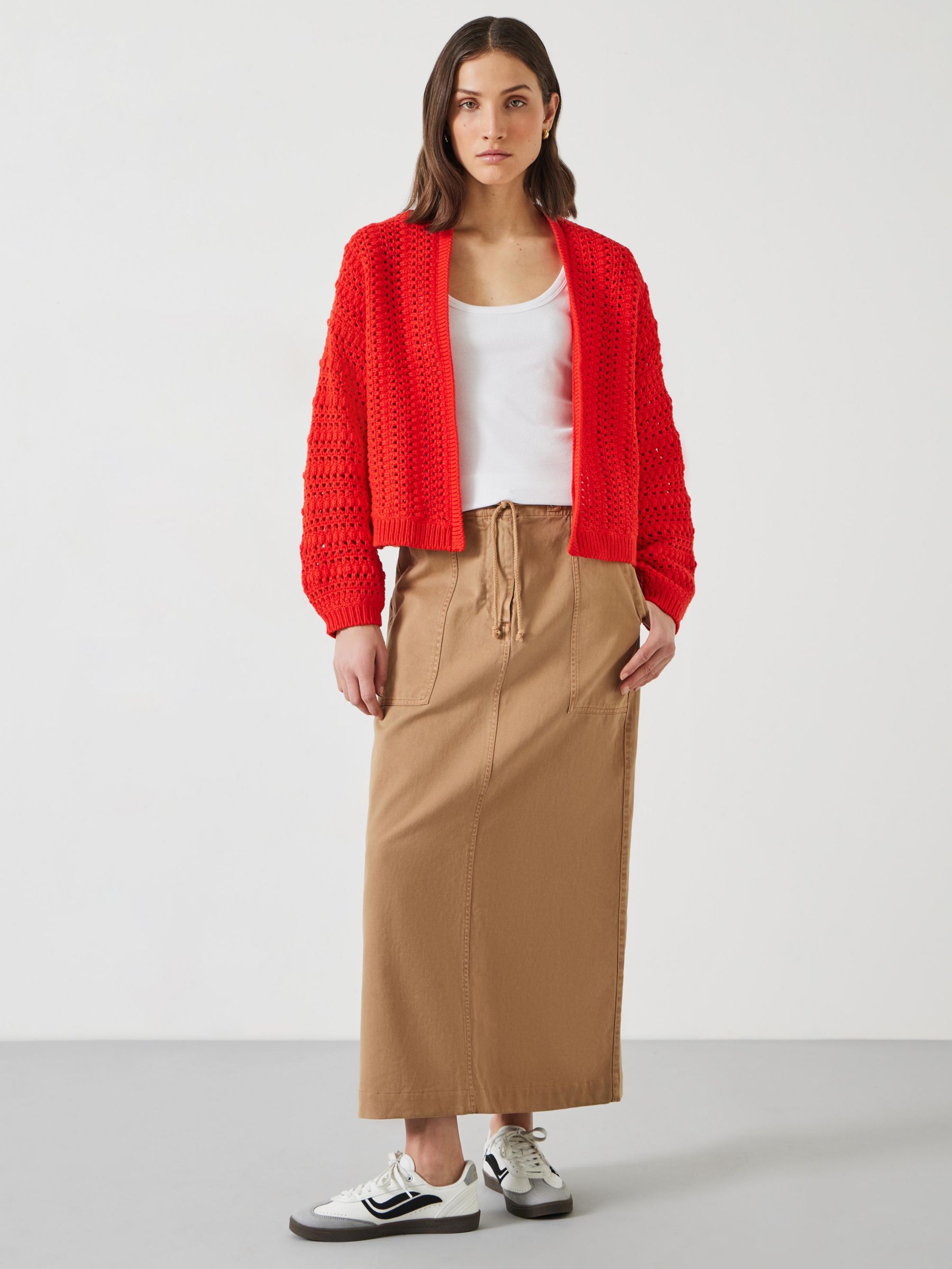 HUSH Pixie Knitted Edge Cardigan, Fiery Red, L
