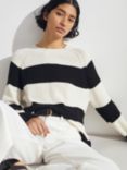 HUSH Konnie Striped Knitted Jumper, Ecru/Black Stripe