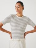 HUSH Brett Striped Knitted Top, Ecru/Black Stripe