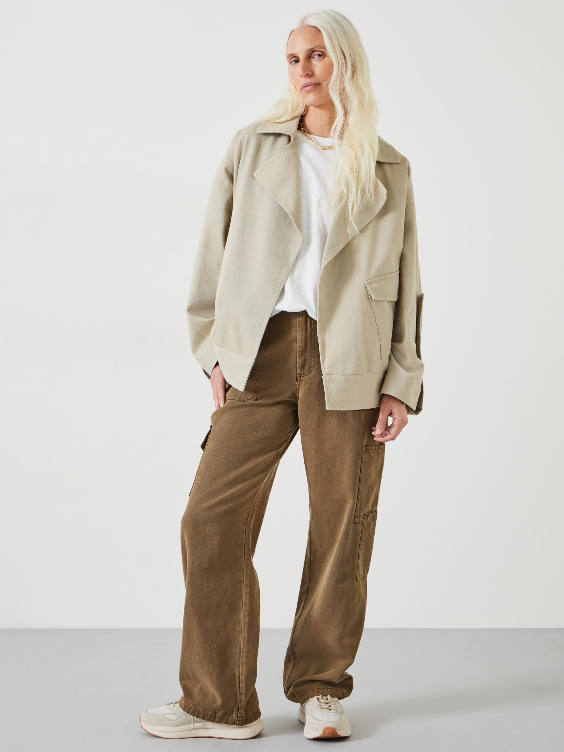 Buy HUSH Renee Relaxed Cotton Jacket, Sand Online at johnlewis.com