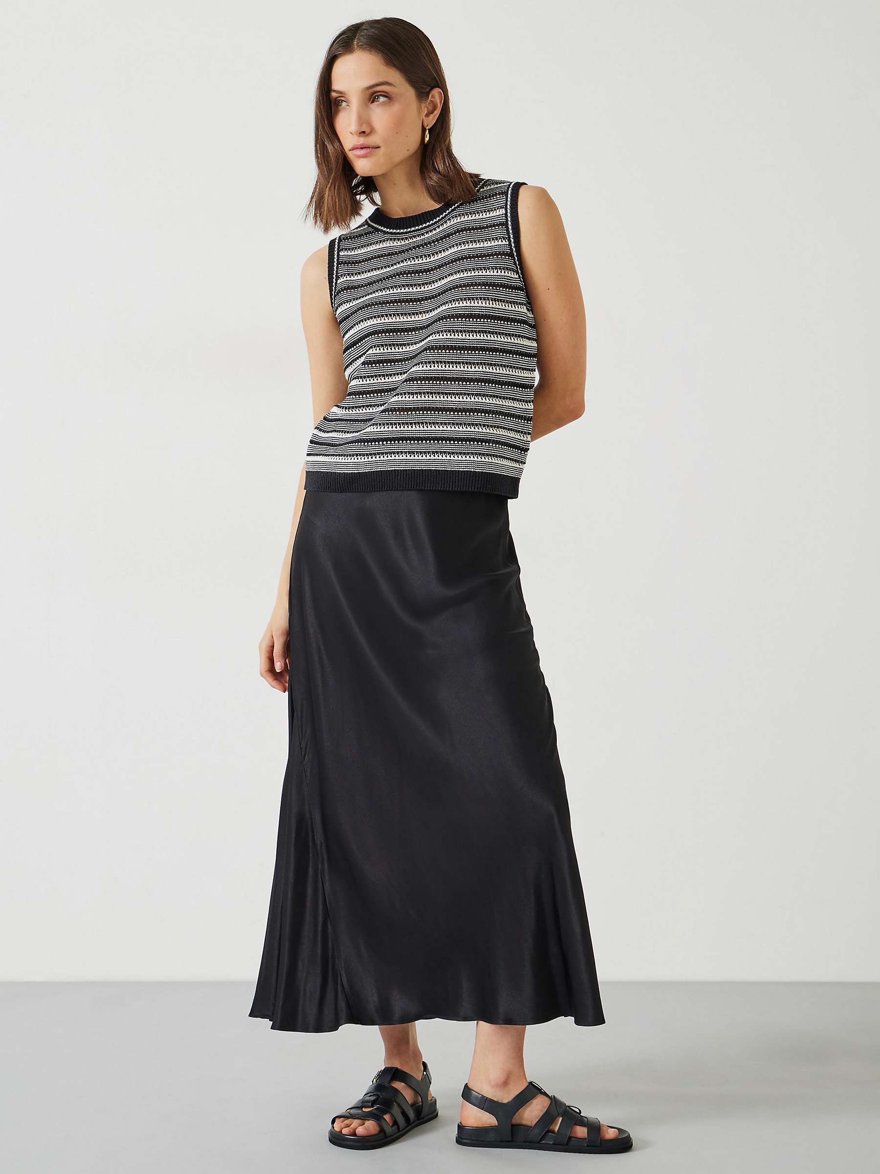 Buy HUSH Shannon Textured Knitted Tank Top, Black/Soft White Online at johnlewis.com