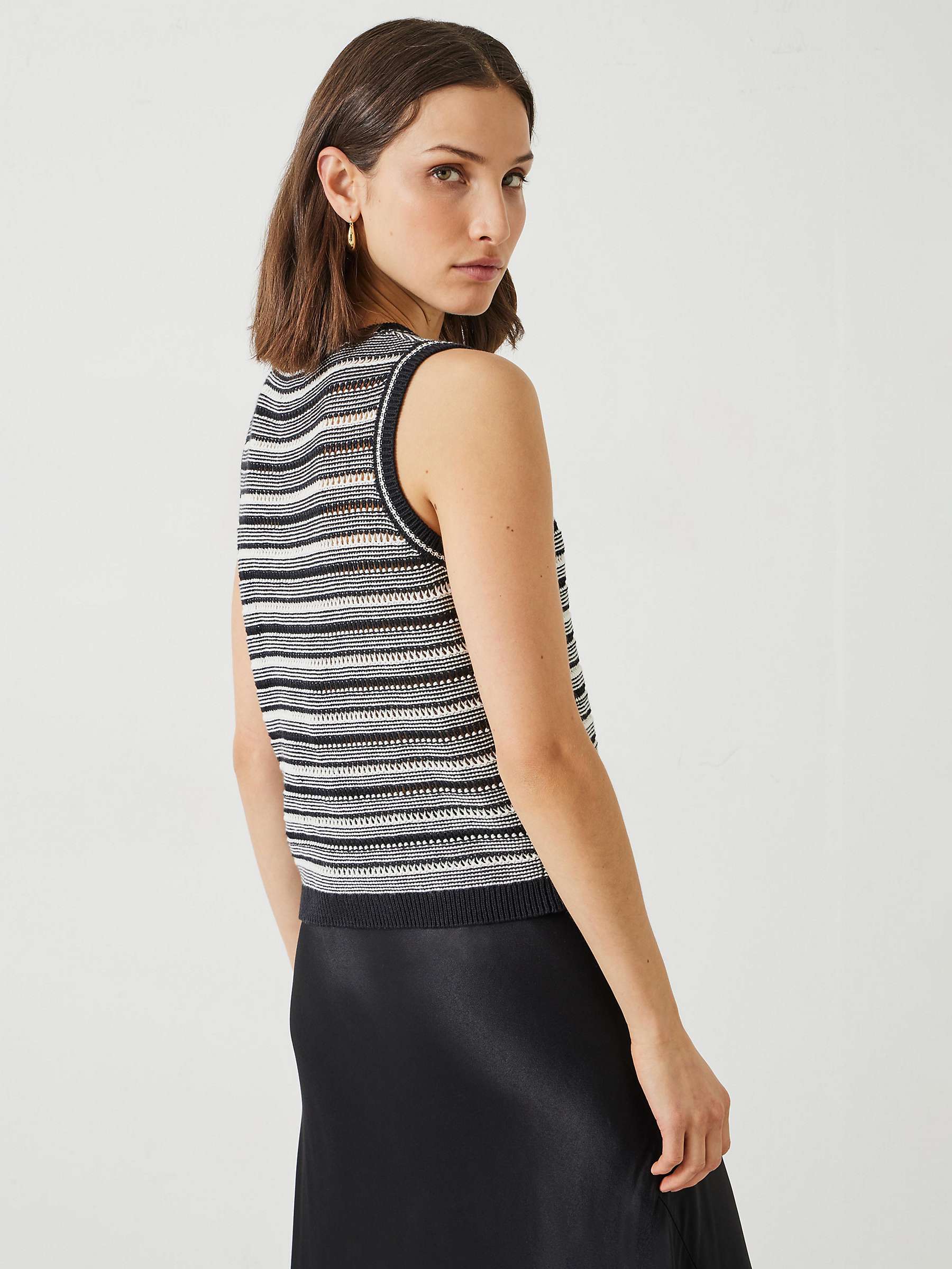 Buy HUSH Shannon Textured Knitted Tank Top, Black/Soft White Online at johnlewis.com