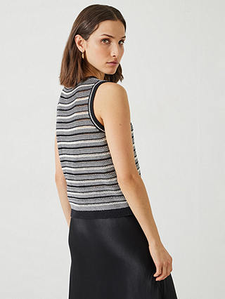 HUSH Shannon Textured Knitted Tank Top, Black/Soft White
