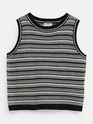 HUSH Shannon Textured Knitted Tank Top, Black/Soft White