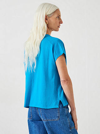 HUSH Emmerline Linen Blend Knitted Top, Ocean Blue