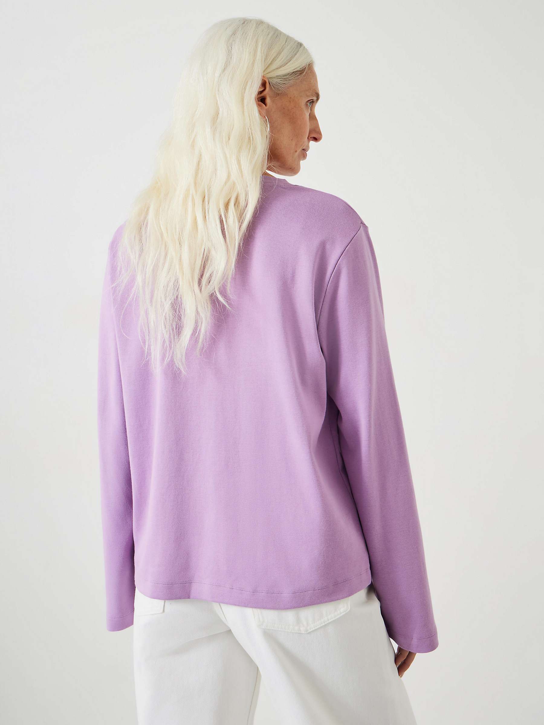 Buy HUSH Kai Column Sleeve Relaxed Fit Cotton Top, Mid Lilac Online at johnlewis.com