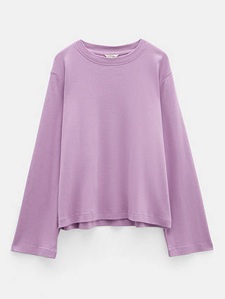 HUSH Kai Column Sleeve Relaxed Fit Cotton Top, Mid Lilac