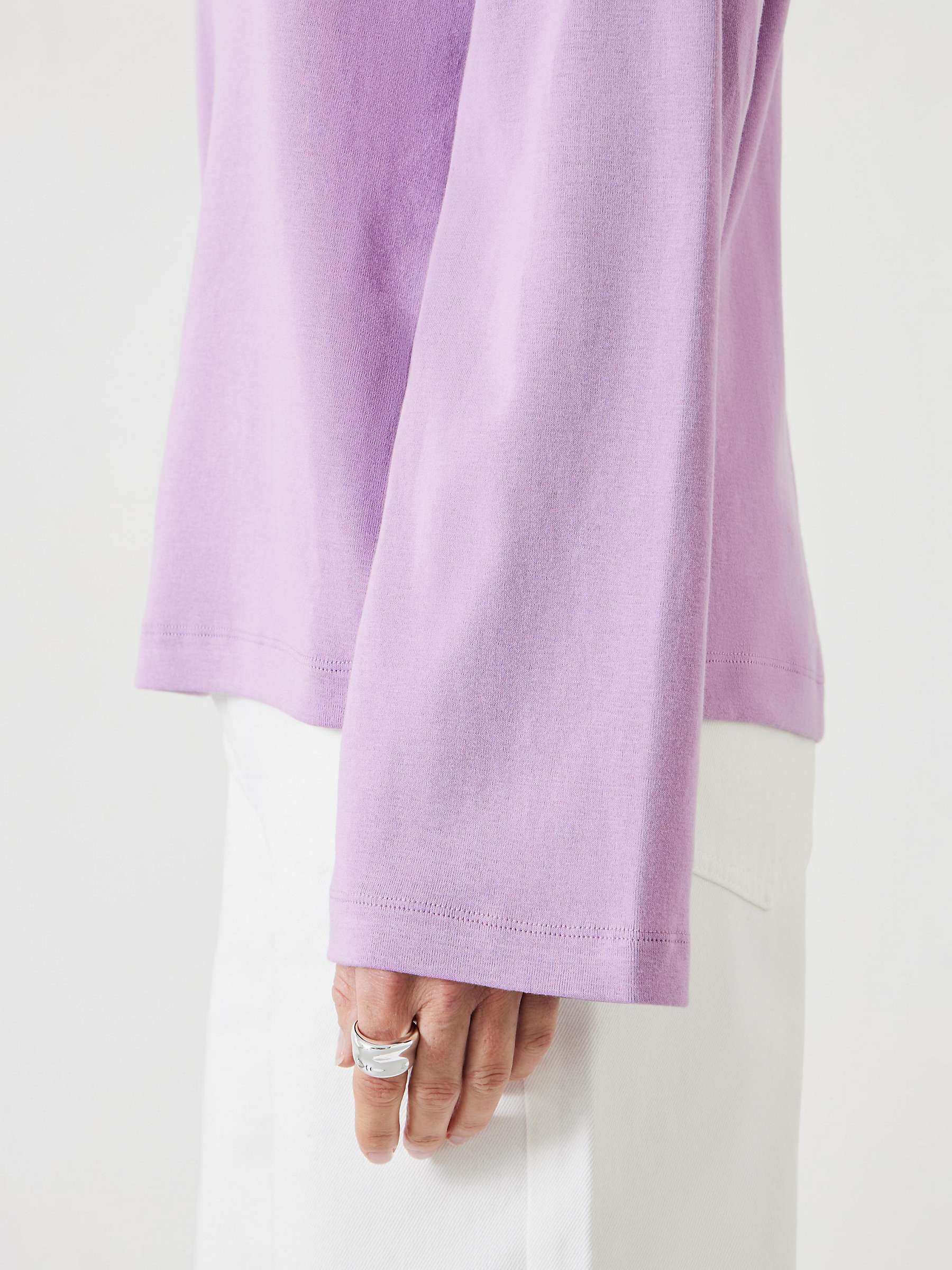 Buy HUSH Kai Column Sleeve Relaxed Fit Cotton Top, Mid Lilac Online at johnlewis.com