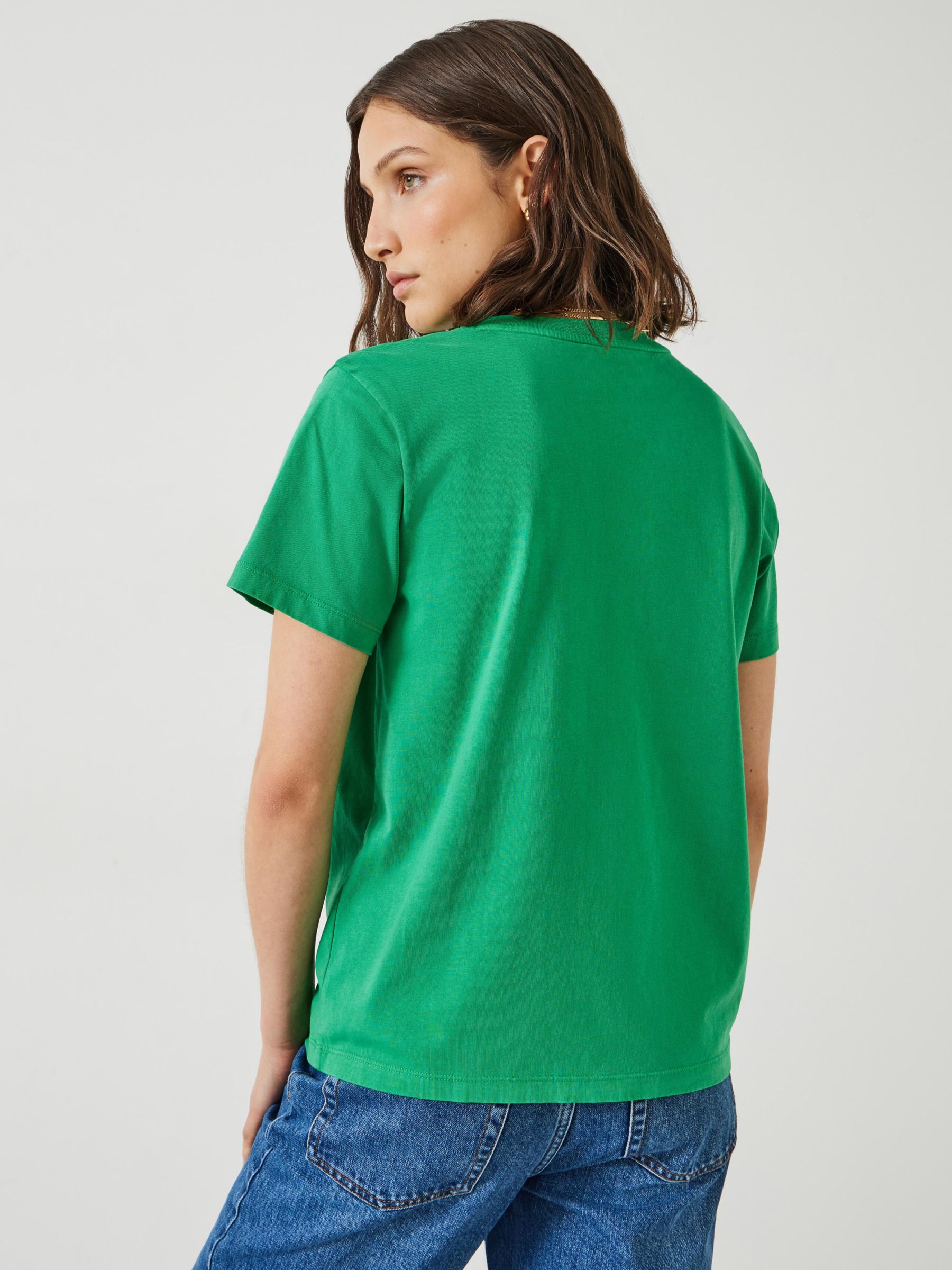 Buy HUSH French Exit Cotton T-Shirt, Green Online at johnlewis.com