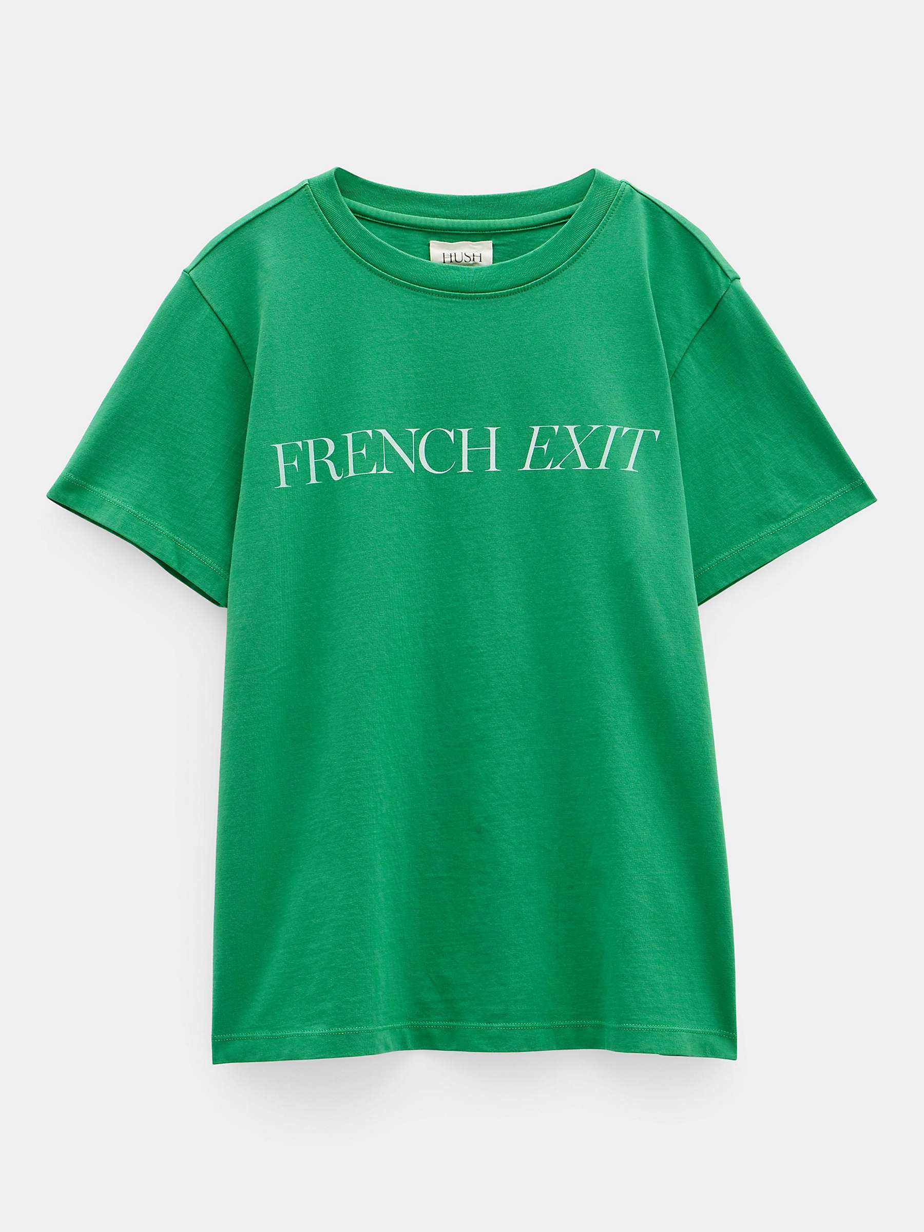 Buy HUSH French Exit Cotton T-Shirt, Green Online at johnlewis.com