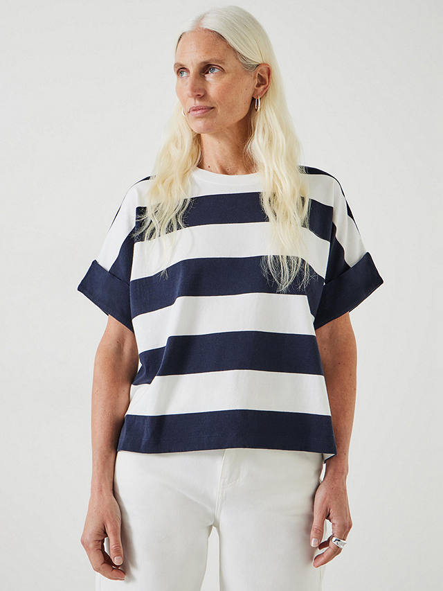 HUSH Sutton Stripe Boxy T-Shirt, White