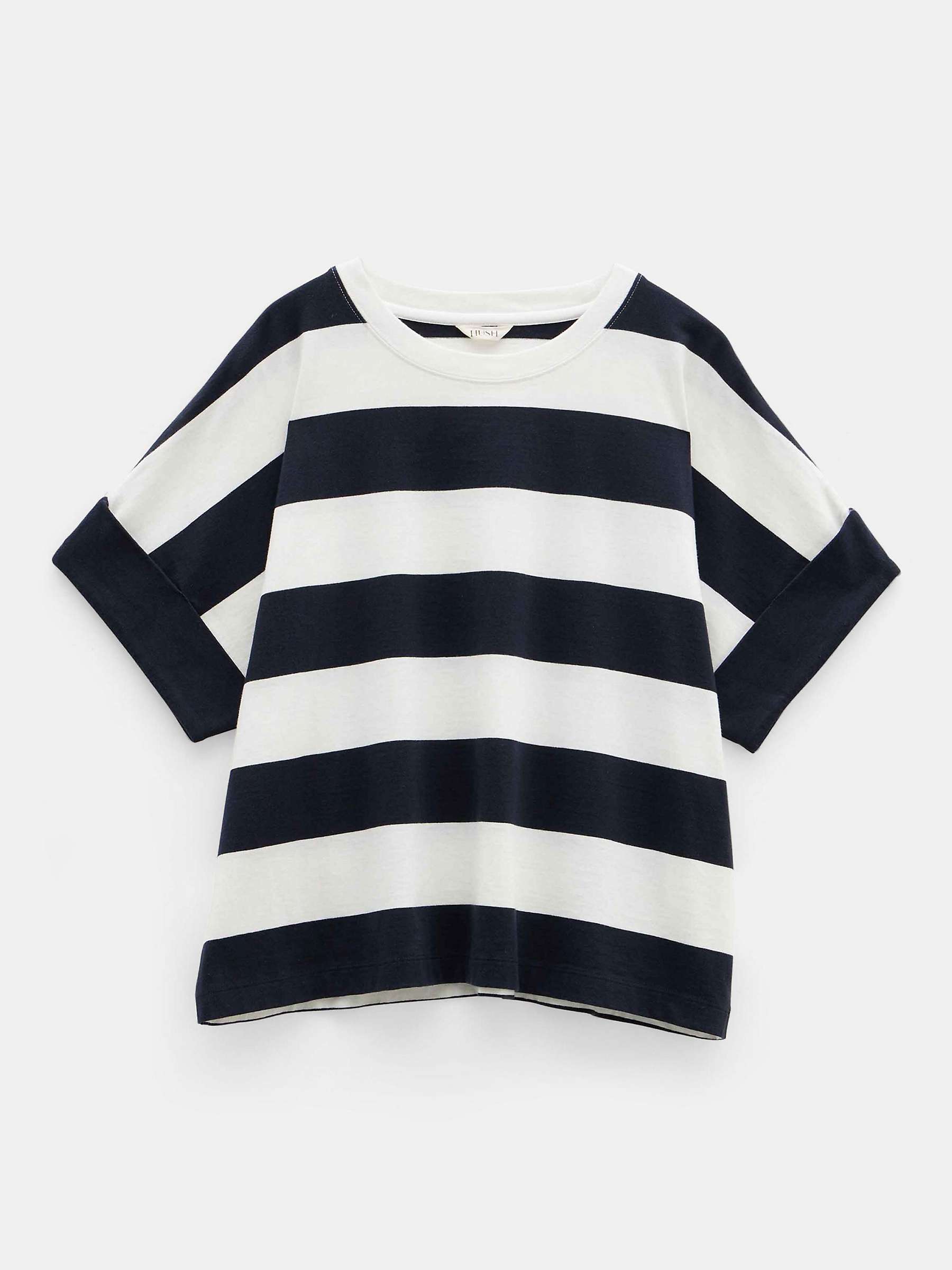 Buy HUSH Sutton Stripe Boxy T-Shirt, White Online at johnlewis.com