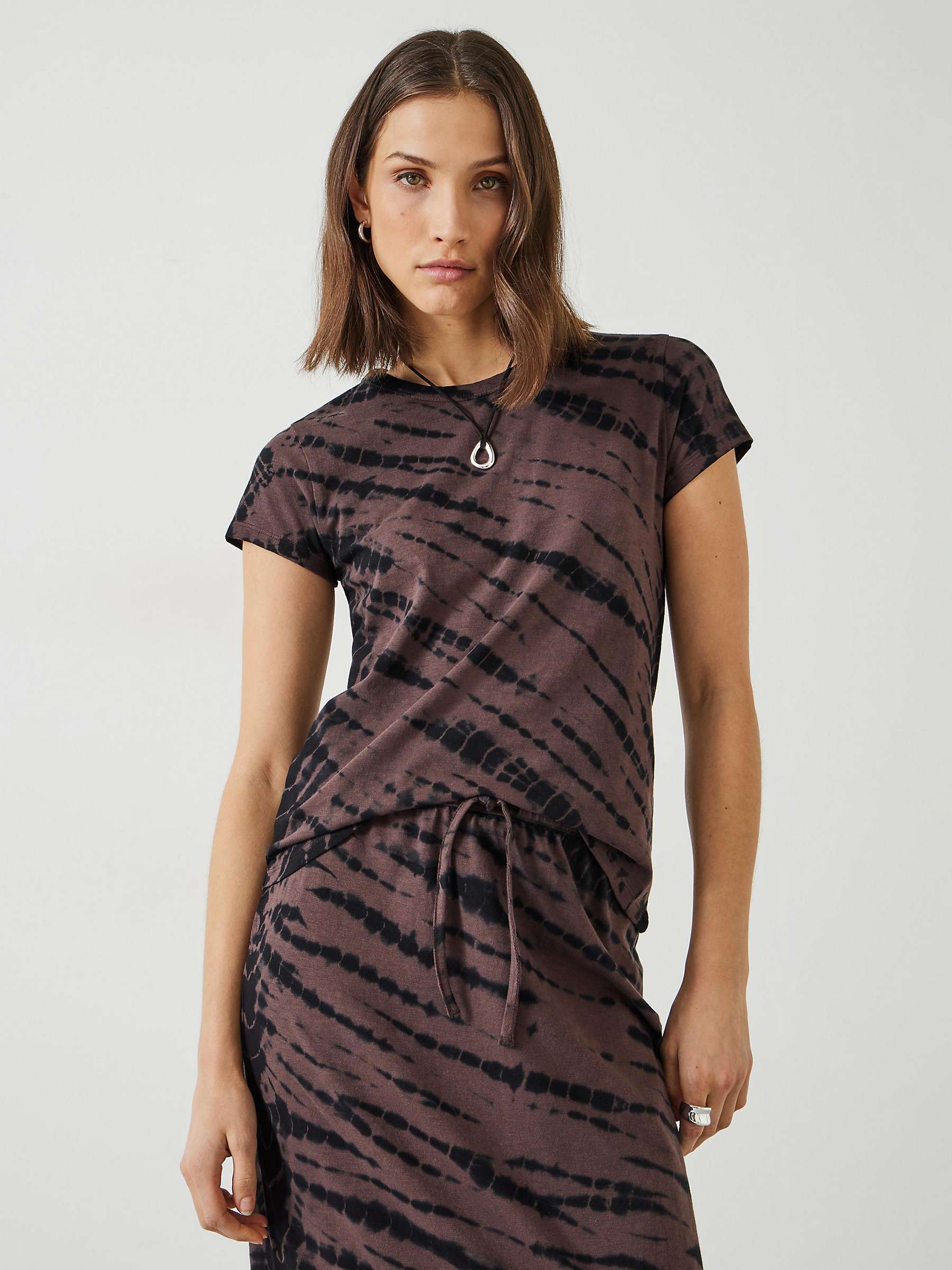 Buy HUSH Zaida Tie Dye Fitted T-Shirt, Brown Online at johnlewis.com