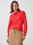HUSH Emily Puff Sleeve Cotton Jersey Top, Vibrant Red