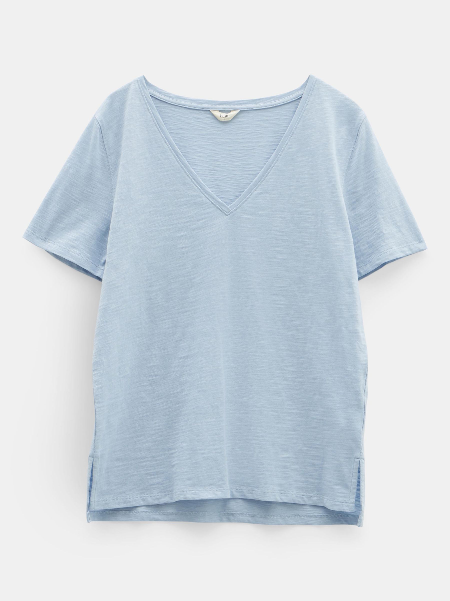HUSH Kali Cotton Slub V-Neck T-Shirt, Morning Blue, XXS