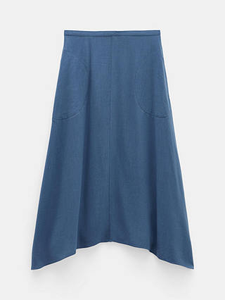 HUSH Layla Textured Midi Skirt, Vintage Indigo