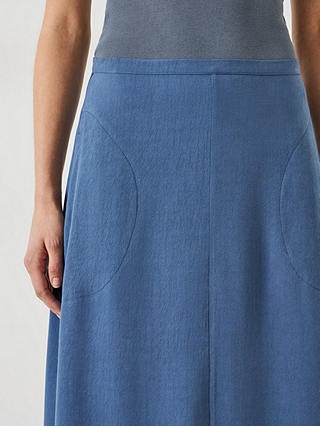 HUSH Layla Textured Midi Skirt, Vintage Indigo