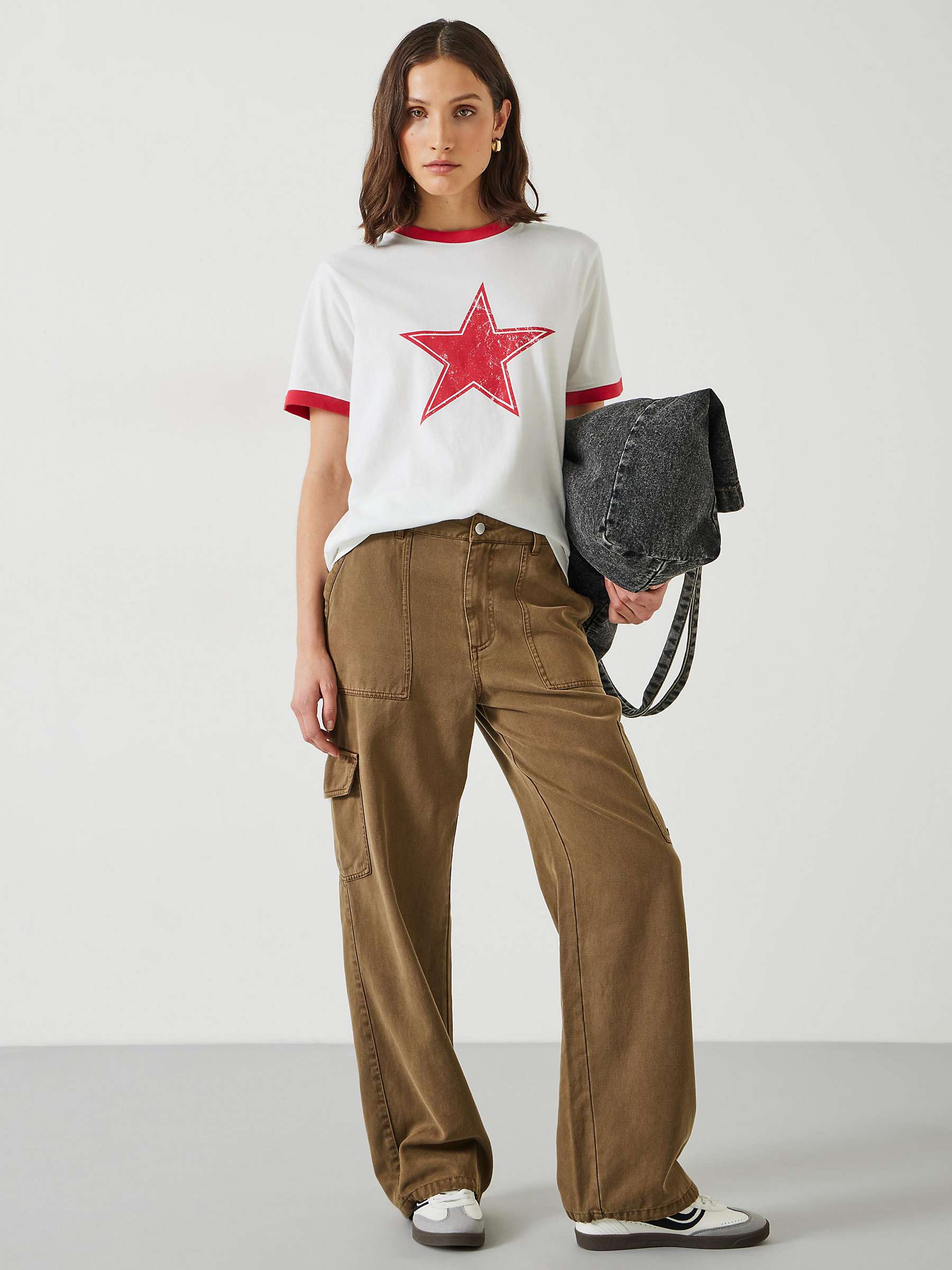 Buy HUSH Shaan Star Ringer Cotton T-Shirt, White/Red Online at johnlewis.com
