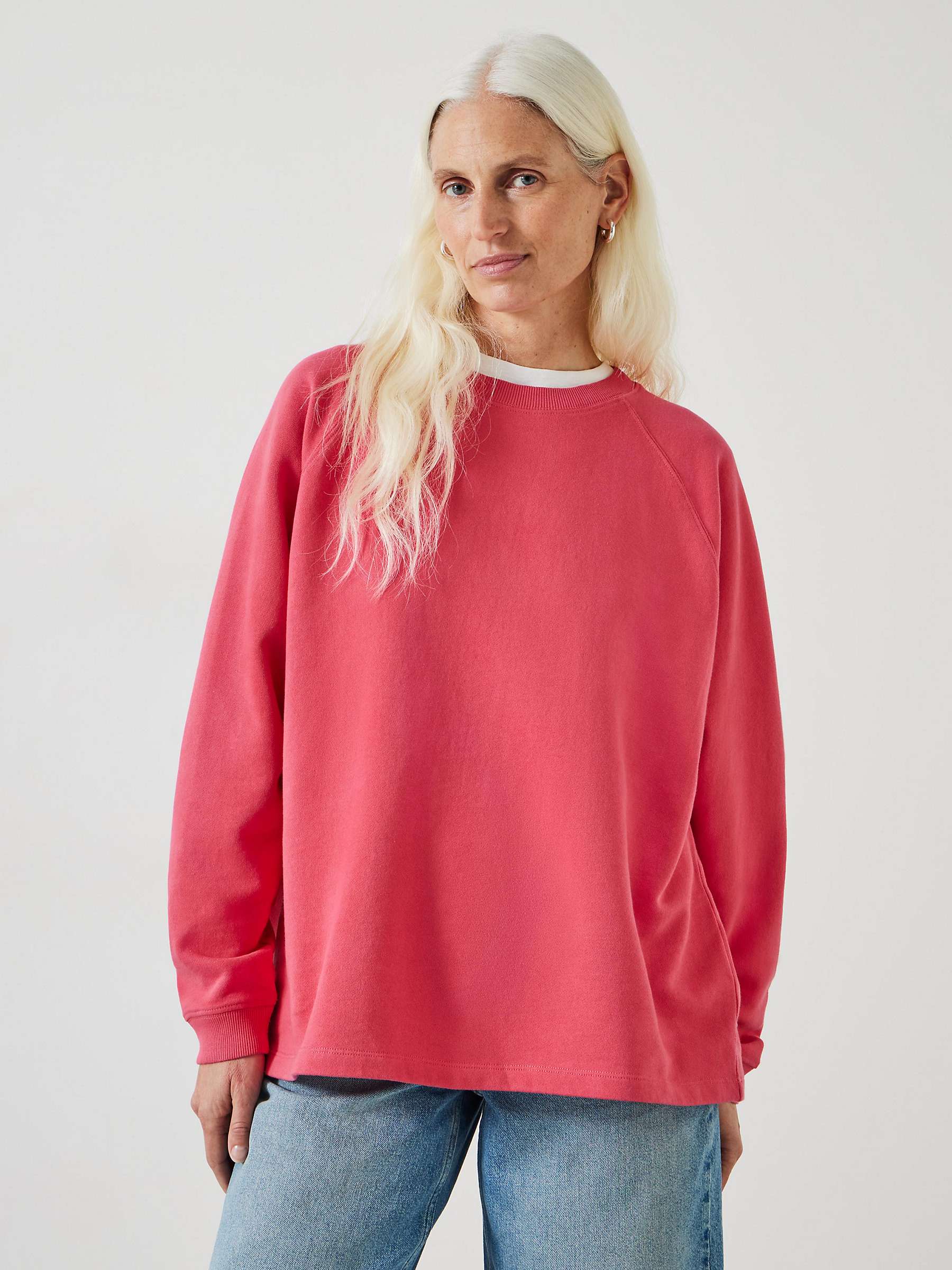 Buy HUSH Verne Raglan Sleeve Relaxed Fit Sweatshirt, Magenta Online at johnlewis.com