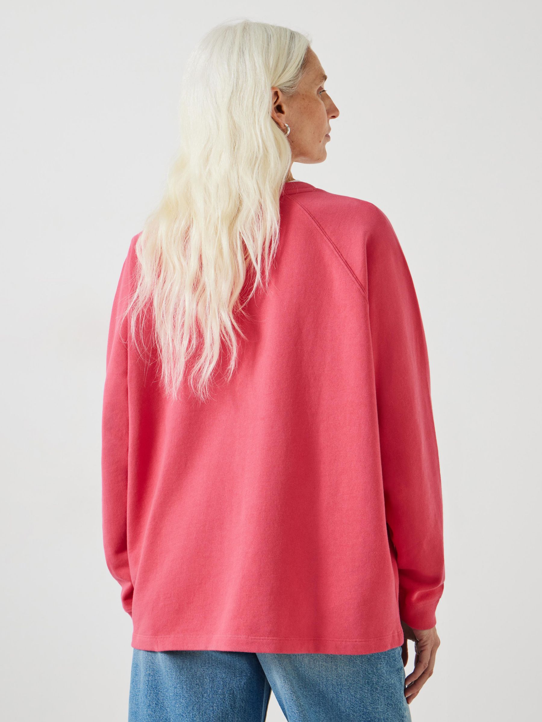 Buy HUSH Verne Raglan Sleeve Relaxed Fit Sweatshirt, Magenta Online at johnlewis.com
