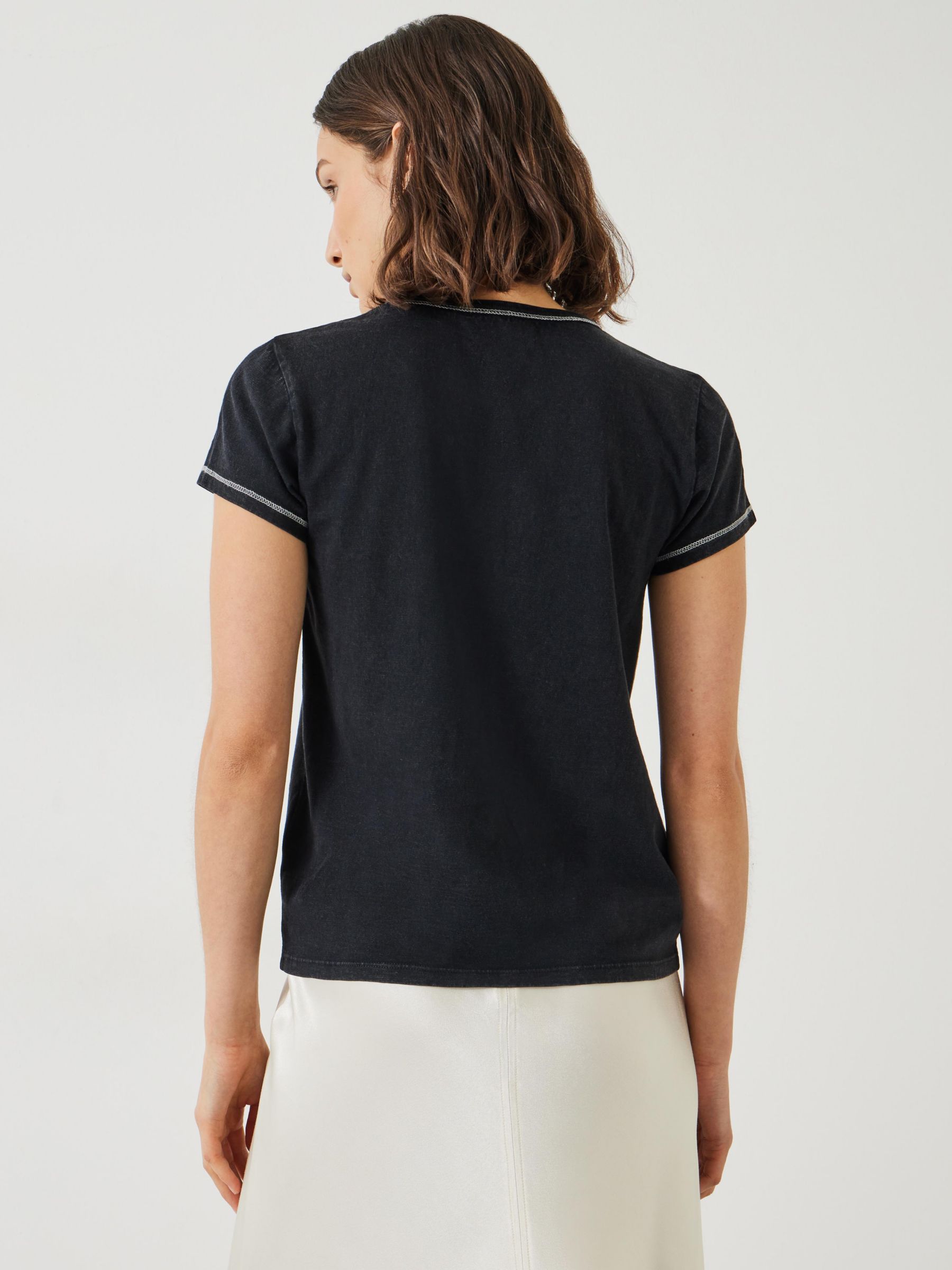 HUSH Danika Stitch Detail T-Shirt, Black Onyx, L