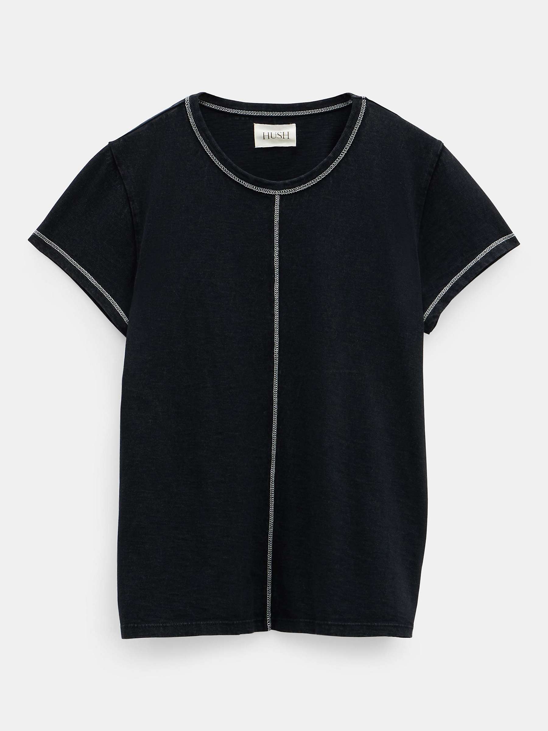 Buy HUSH Danika Stitch Detail T-Shirt, Black Onyx Online at johnlewis.com