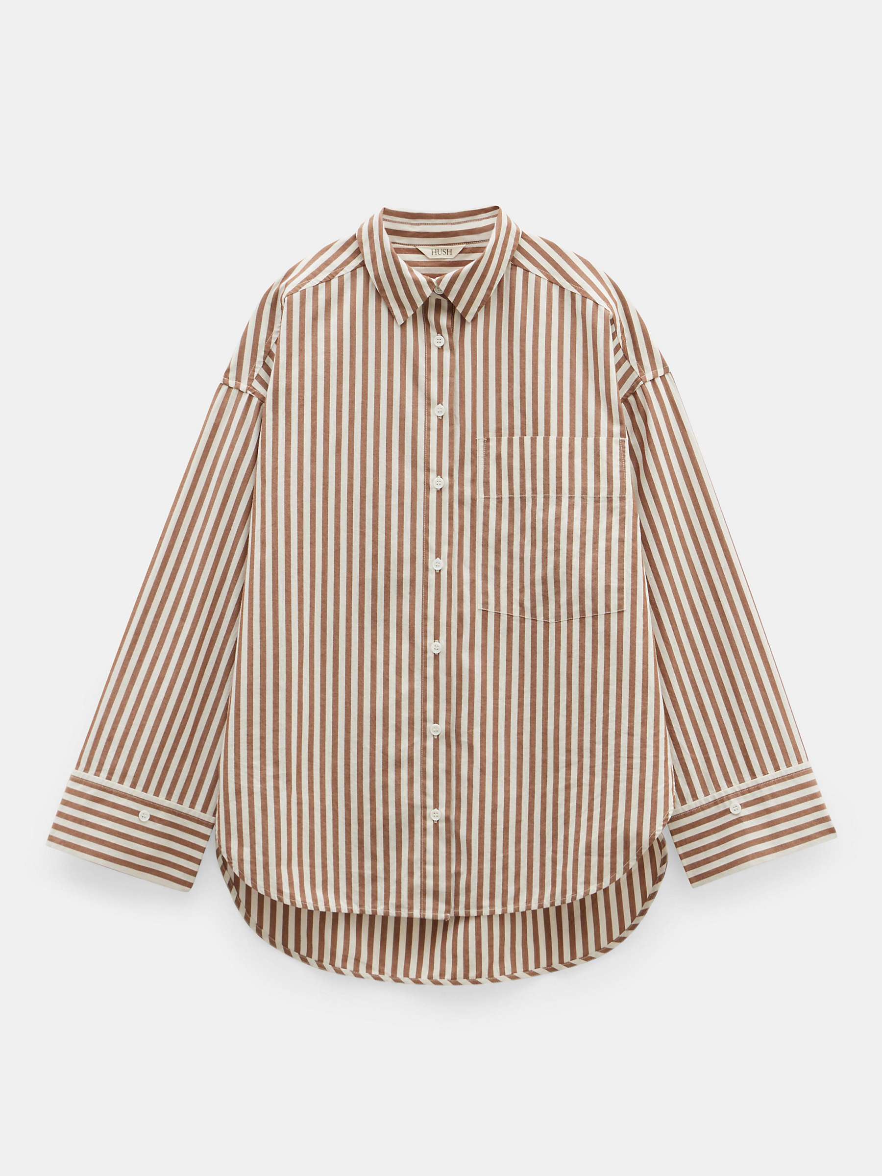 Buy HUSH Indy Stripe Shirt, Brown/White Online at johnlewis.com