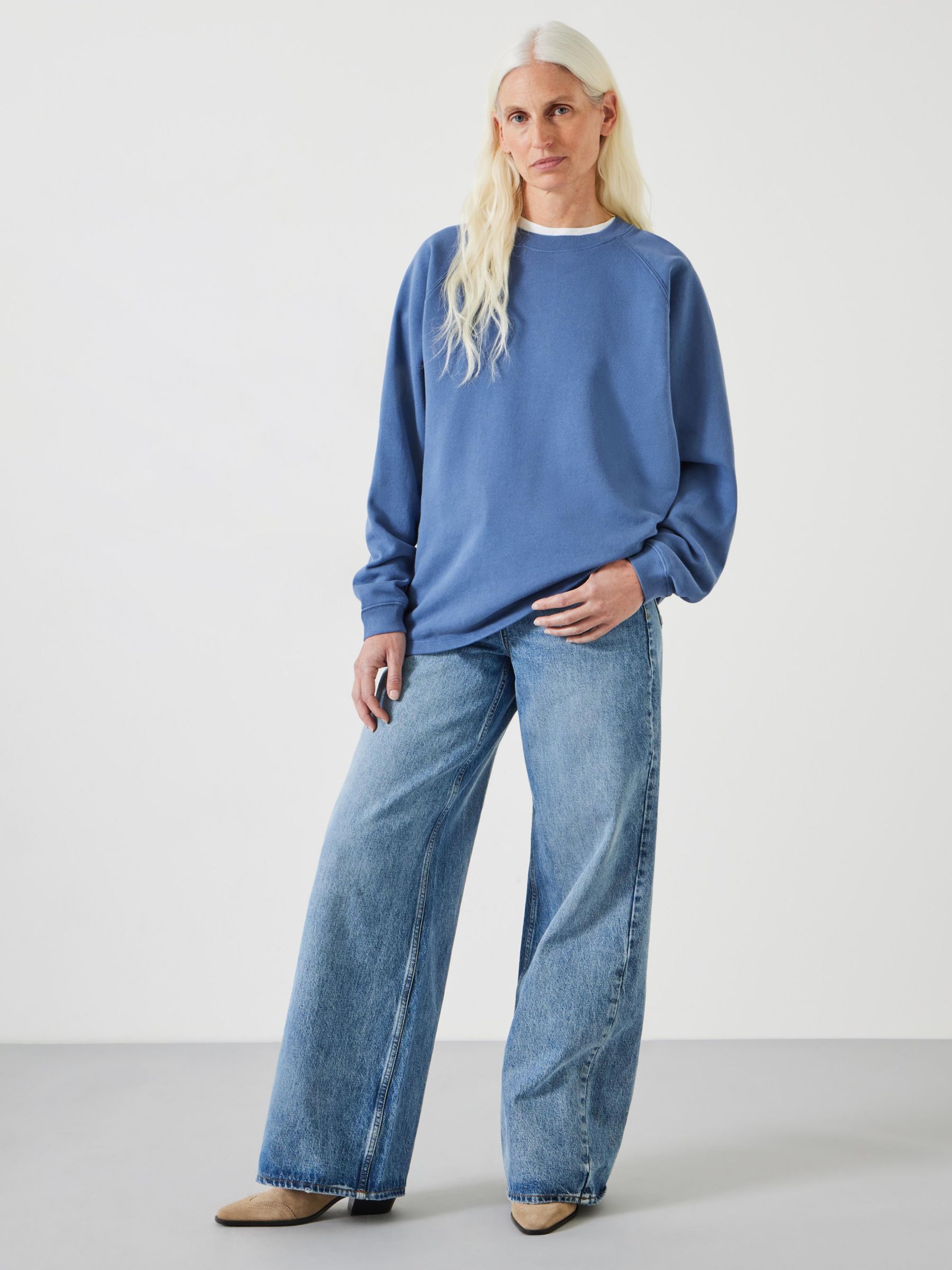 Buy HUSH Verne Raglan Relaxed Jumper, Vintage Navy Online at johnlewis.com