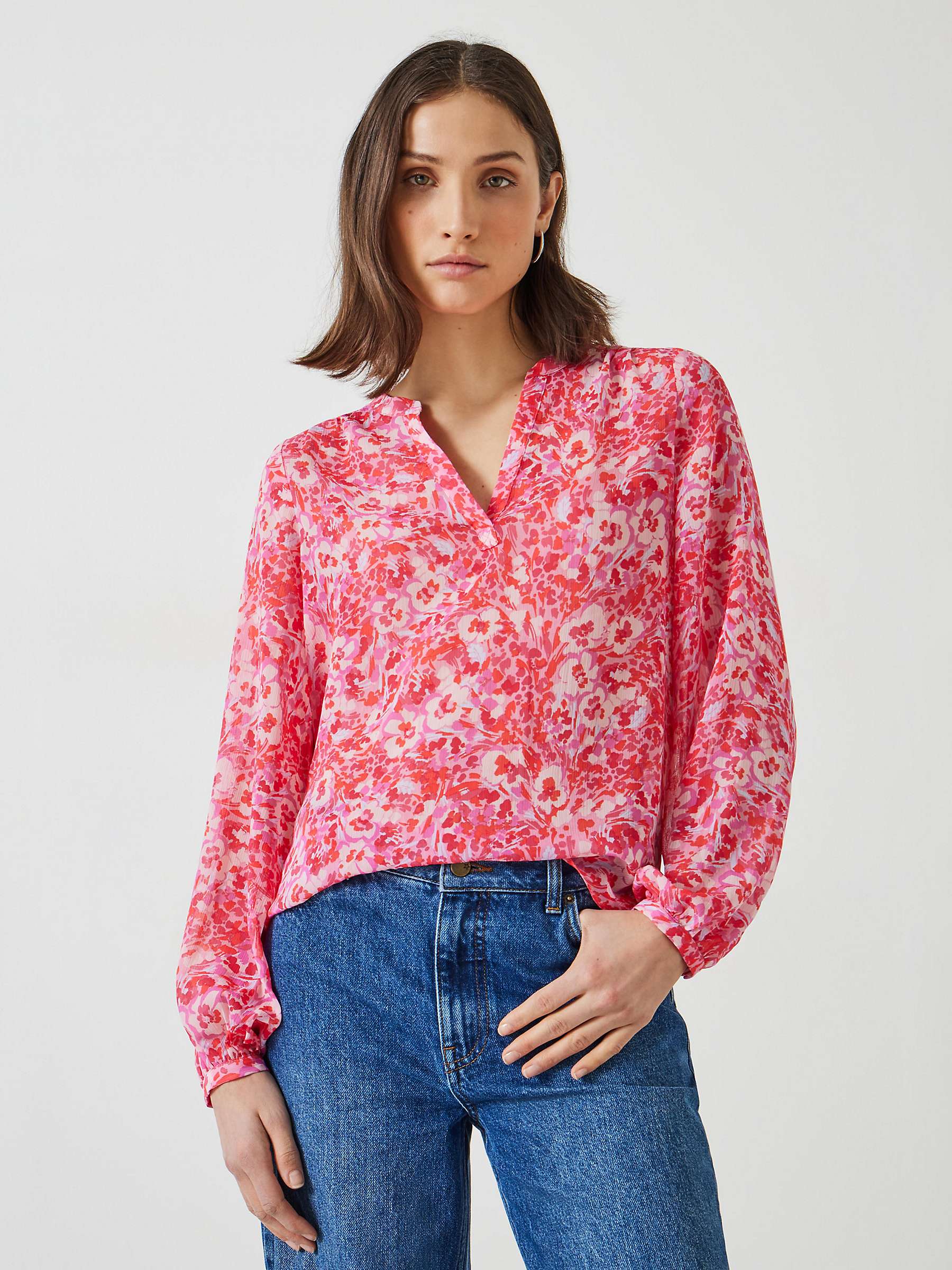 Buy HUSH Harriet Painted Floral Blouse, Pink Online at johnlewis.com
